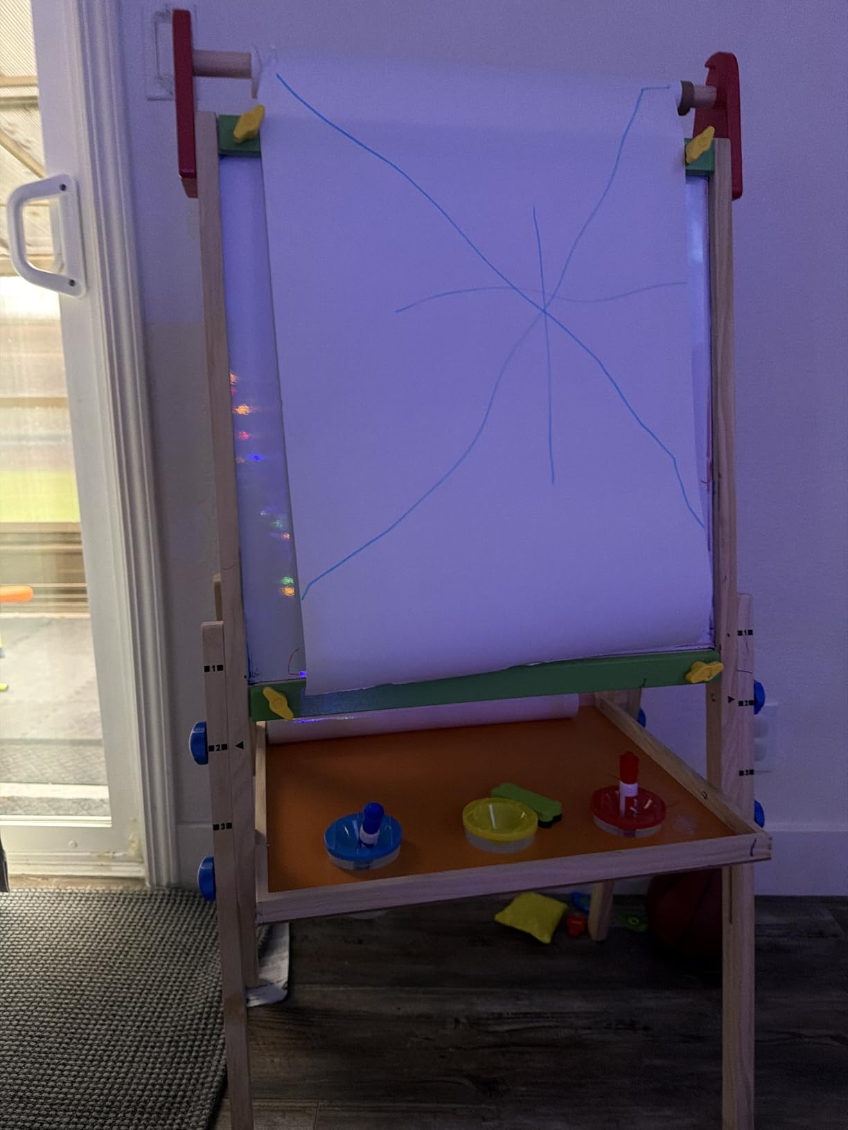 Tiny Land Easel for Kids with 2 Drawing Paper Roll, Adjustable Kids Art Easel, Learning-Toy for 3,4,5,6,7,8 Years Old Boy & Girls, Wooden Chalkboard & Magnetic Whiteboard & Painting Paper Stand customer photo 2