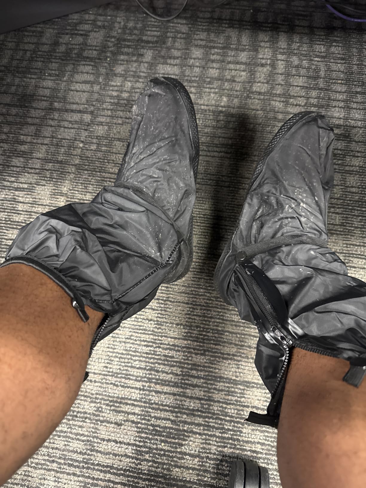 Hilitchi Black Men Waterproof Rainstorm Rainy Day Rain Suit Raingear Motorcycle Outdoor Protective Gear Rain Boot Shoe Cover Zipper customer photo 1
