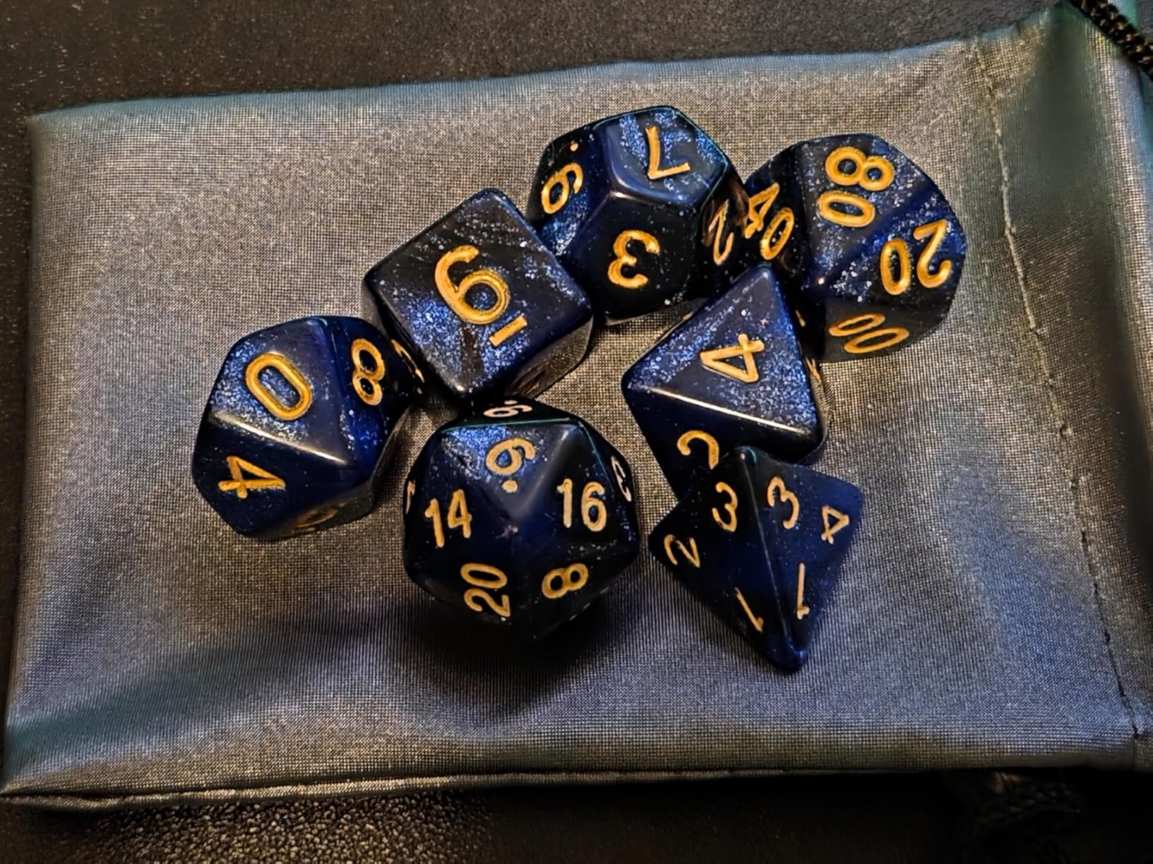 DND Dice Set Dark Blue Mix Black Nebula Dice for Dungeon and Dragons D&D RPG Role Playing Games 7Pcs Polyhedral Dice with Dice Bag customer photo 2