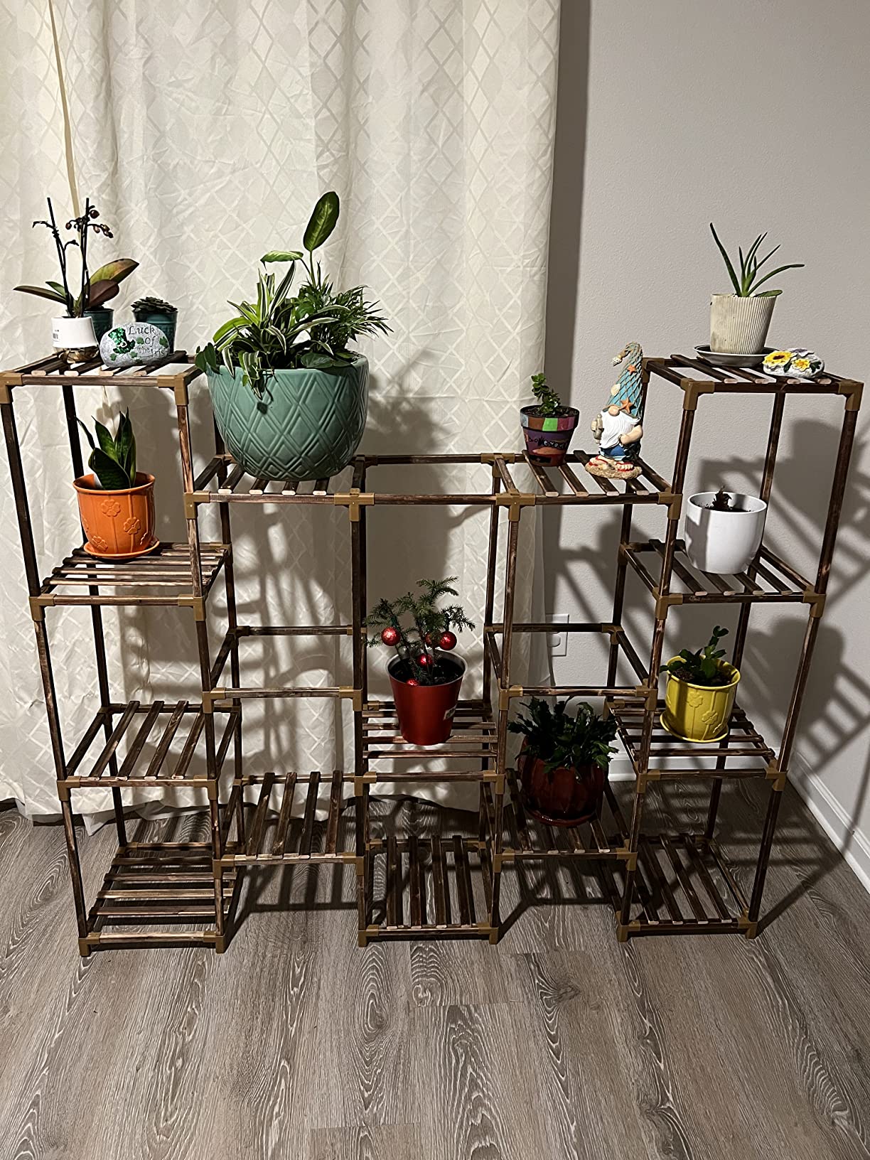 Bamworld Plant Stand Indoor Plant Shelf Outdoor Wood Plant Rack for Multiple Plants 3 Tiers Ladder Plant Holder for Living Room Patio Boho Home Decor for Gardening customer photo 1