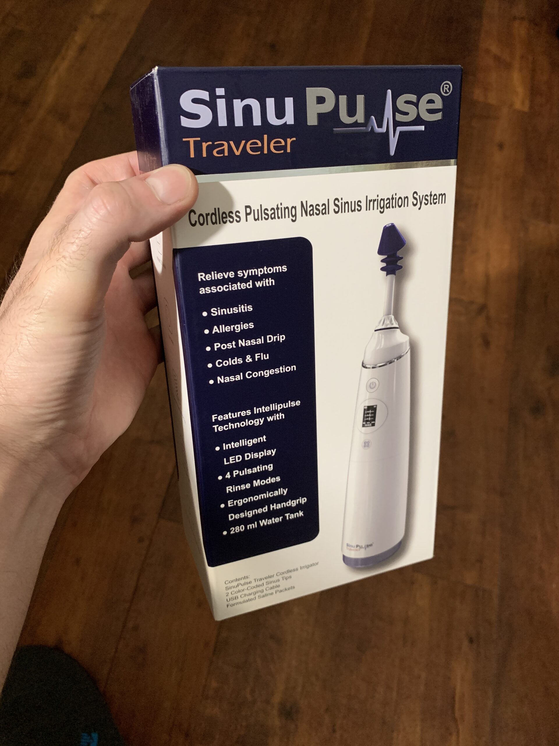 SinuPulse Traveler with 30 Sinuair Packets - Cordless Pulsating Nasal Irrigation Sinus Rinse System customer photo 1