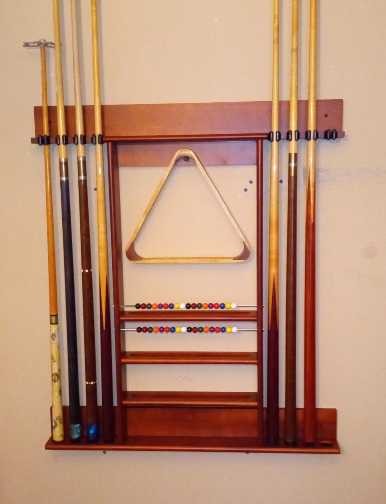 XCSOURCE Pool Cue Rack Only, Pool Stick Holder Wall Mount, 6 Pool Billiard Stick + Ball Set Pool Cue Holder, Pool Table Accessories for Billiard Room Man cave customer photo 1