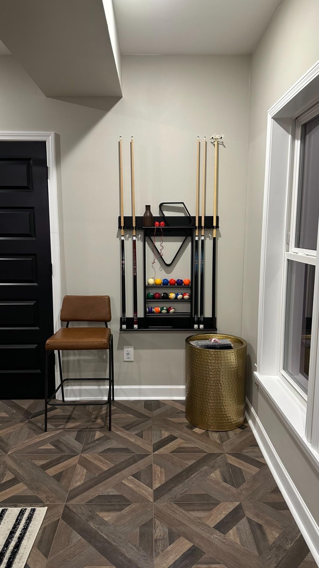 XCSOURCE Pool Cue Rack Only, Pool Stick Holder Wall Mount, 6 Pool Billiard Stick + Ball Set Pool Cue Holder, Pool Table Accessories for Billiard Room Man cave customer photo 2