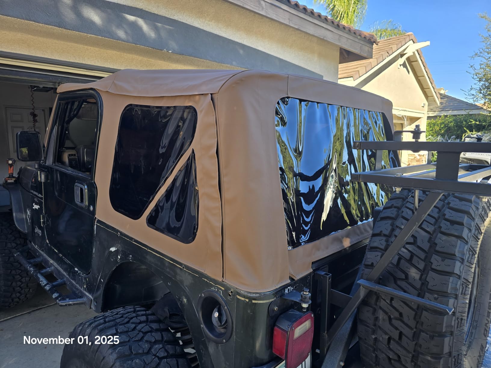 TACTIK Fabric Only Replacement Soft Top - Fits Jeep Wrangler TJ 1997-2006 - Custom-Fit Fabric Roof with Removable Side and Back Window Jeep TJ Soft Top Jeep TJ Top Cover (No Door Skins, Black Diamond) customer photo 2
