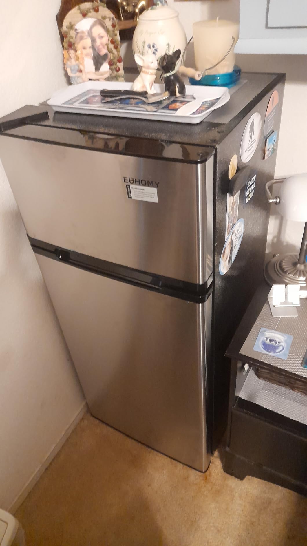EUHOMY Mini Fridge with Freezer, 3.2 Cu.Ft Mini Refrigerator, Dorm Fridge with 2 Door For Bedroom/Apartment/Office-Food Storage Cooling Drink, Black customer photo 2