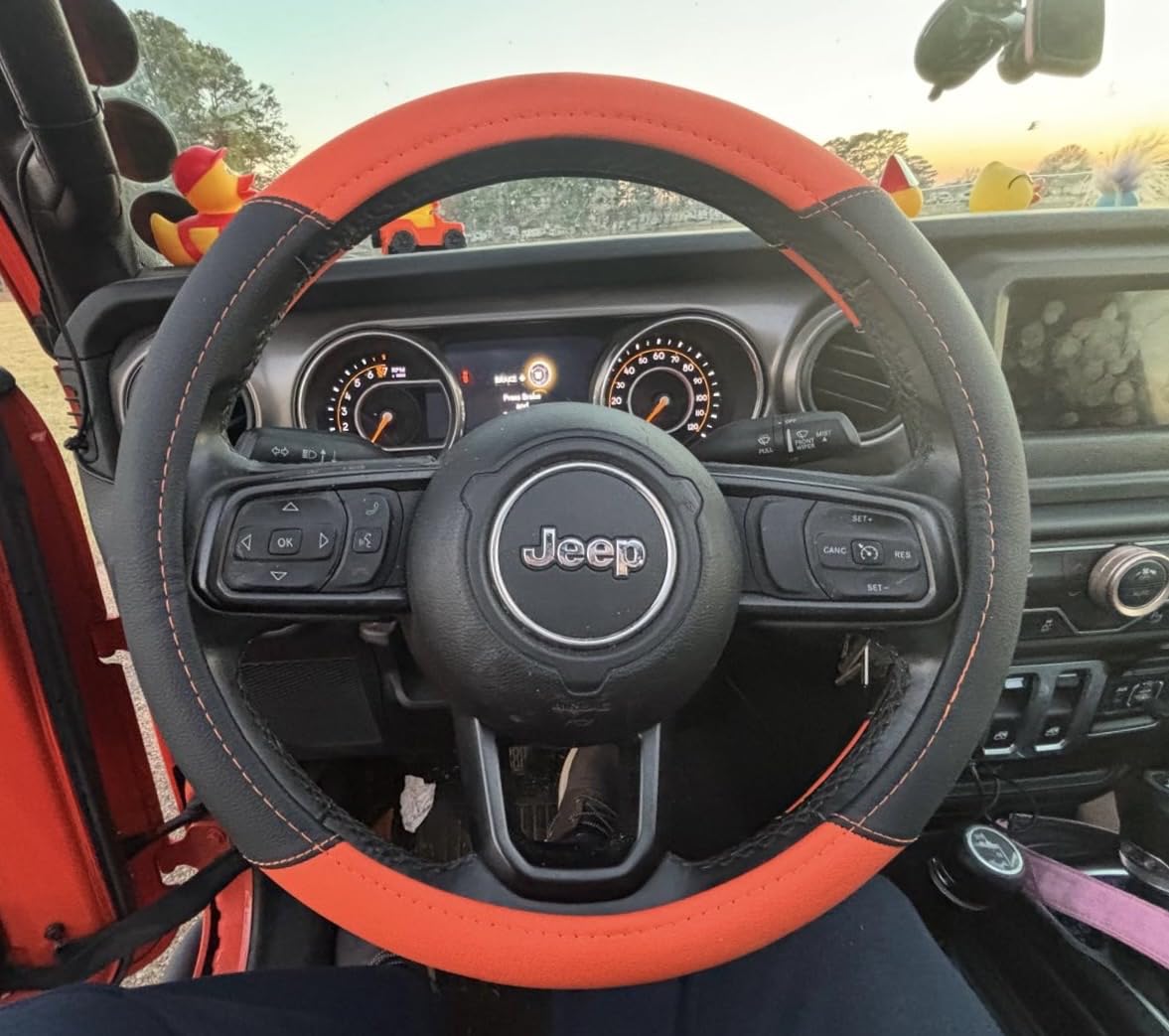 Leather Car Steering Wheel Cover, Non-Slip Car Wheel Cover Protector Breathable Microfiber Leather Universal Fit for Most Cars(Beige) customer photo 1