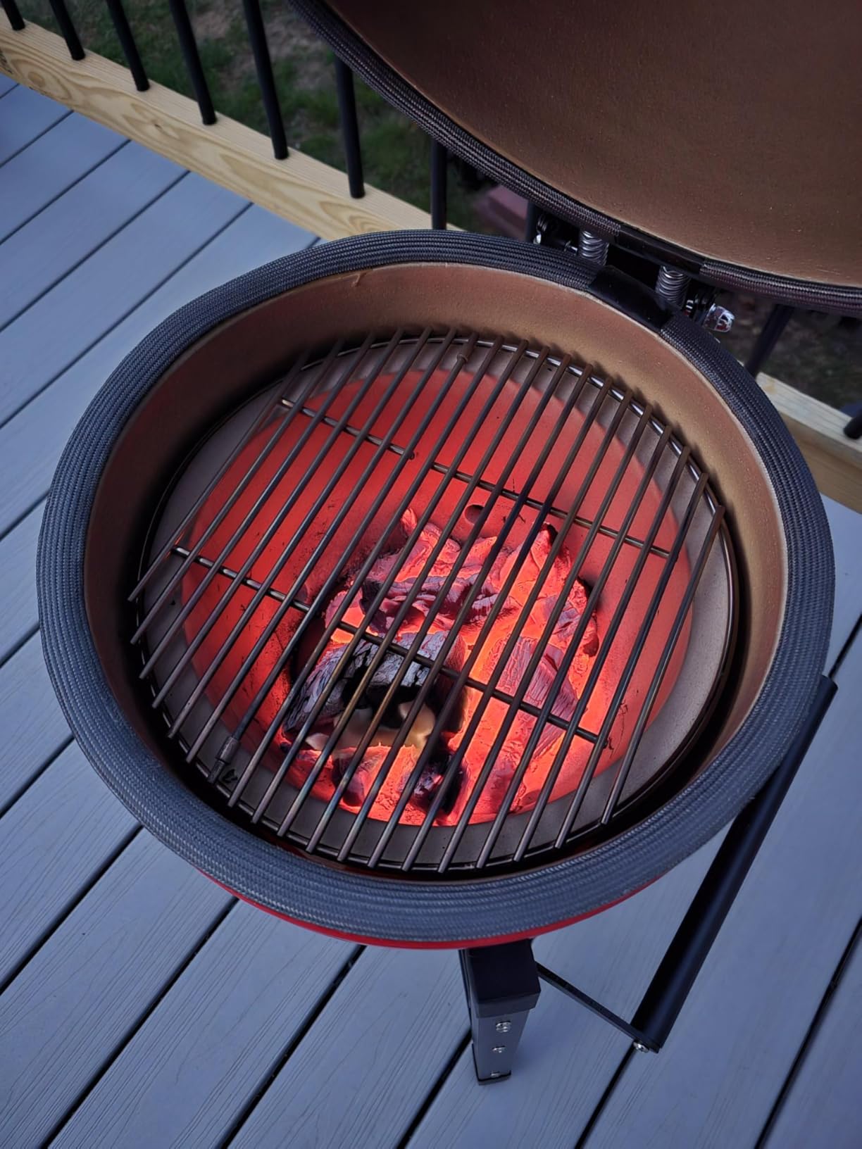 Ceramic Kamado Charcoal BBQ Grill and Smoker, Stainless Steel Grates - 15