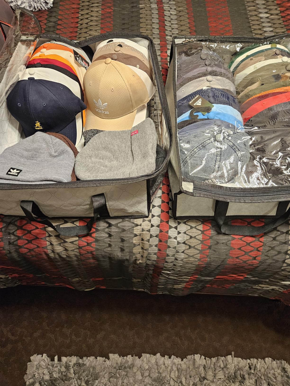 AOODA Hat Storage for Baseball Caps, Large Holds up to 40 Caps Wide Hat Organizer for Closet Snapback Holder, Grey customer photo 1