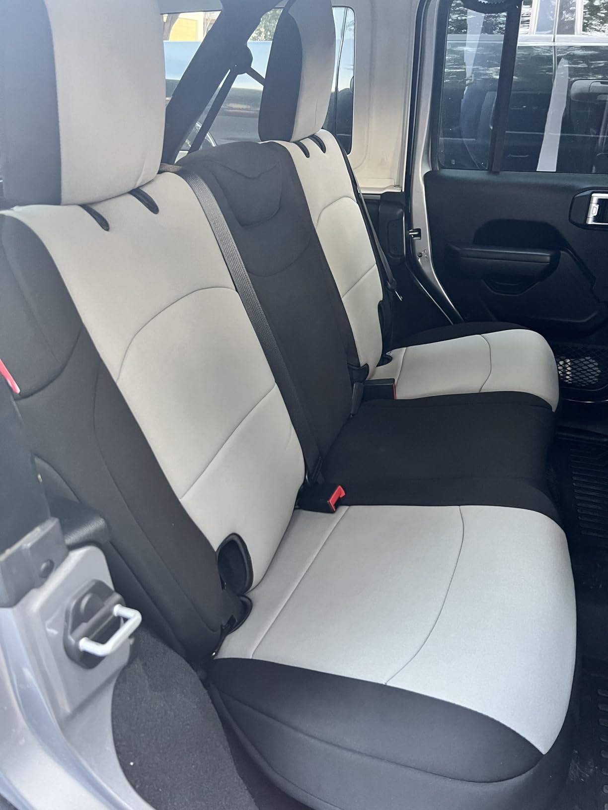 Diver Down Neoprene Seat Cover Set - Fits Jeep JL 4-Door 2018-2025 - Custom Fit Jeep Wrangler Seat Covers 4 Door - Soft Padded Cushion - Does Not Fit 2024+ Power Seats (Red, Fits Cloth Seat Models) customer photo 1