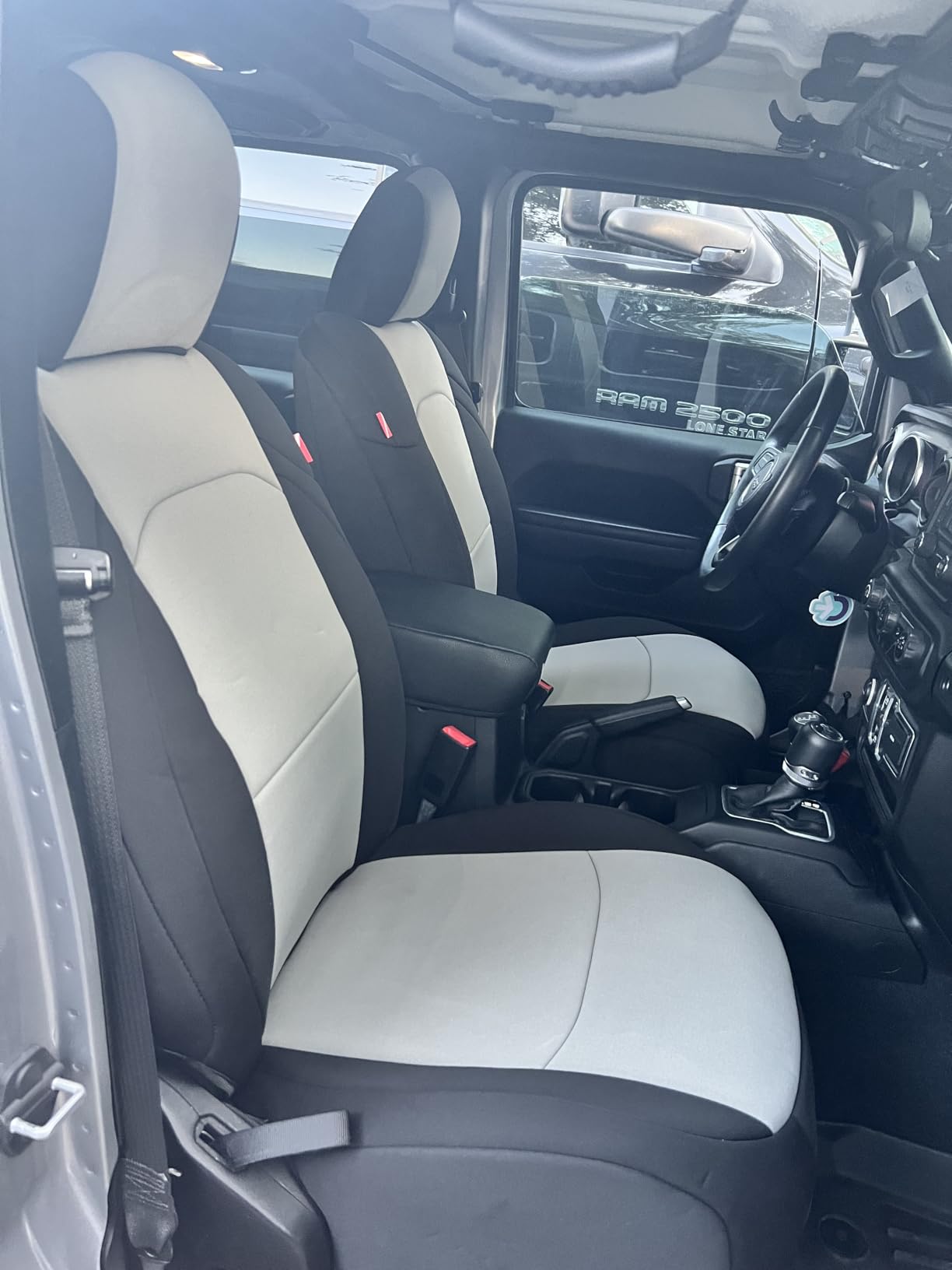 Diver Down Neoprene Seat Cover Set - Fits Jeep JL 4-Door 2018-2025 - Custom Fit Jeep Wrangler Seat Covers 4 Door - Soft Padded Cushion - Does Not Fit 2024+ Power Seats (Red, Fits Cloth Seat Models) customer photo 2