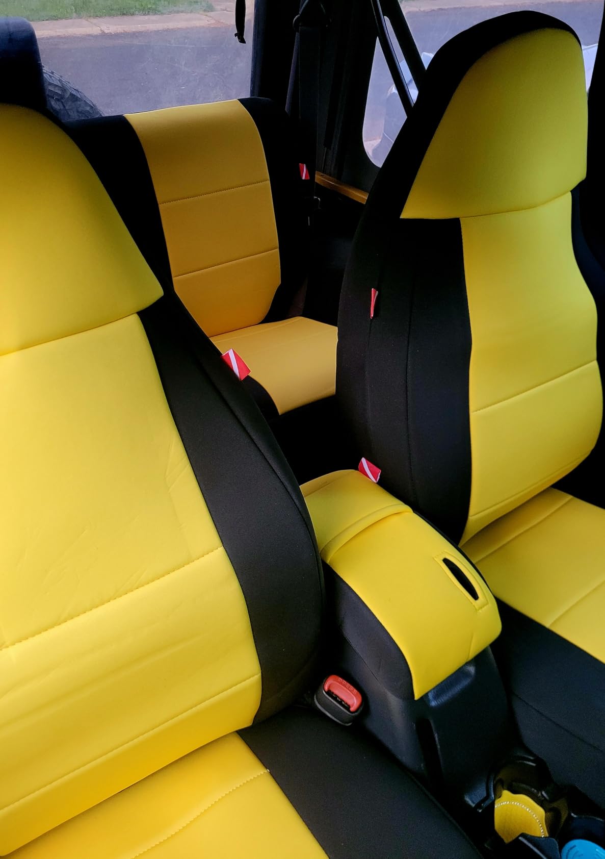Diver Down Neoprene Seat Cover Set - Fits Jeep TJ 1997-2006 Wrangler - Front and Back Seat Set - Waterproof Custom Fit Seat Covers - Soft Padded Cushion Feel - Thermal Resistant - (Tan, 97-02) customer photo 1