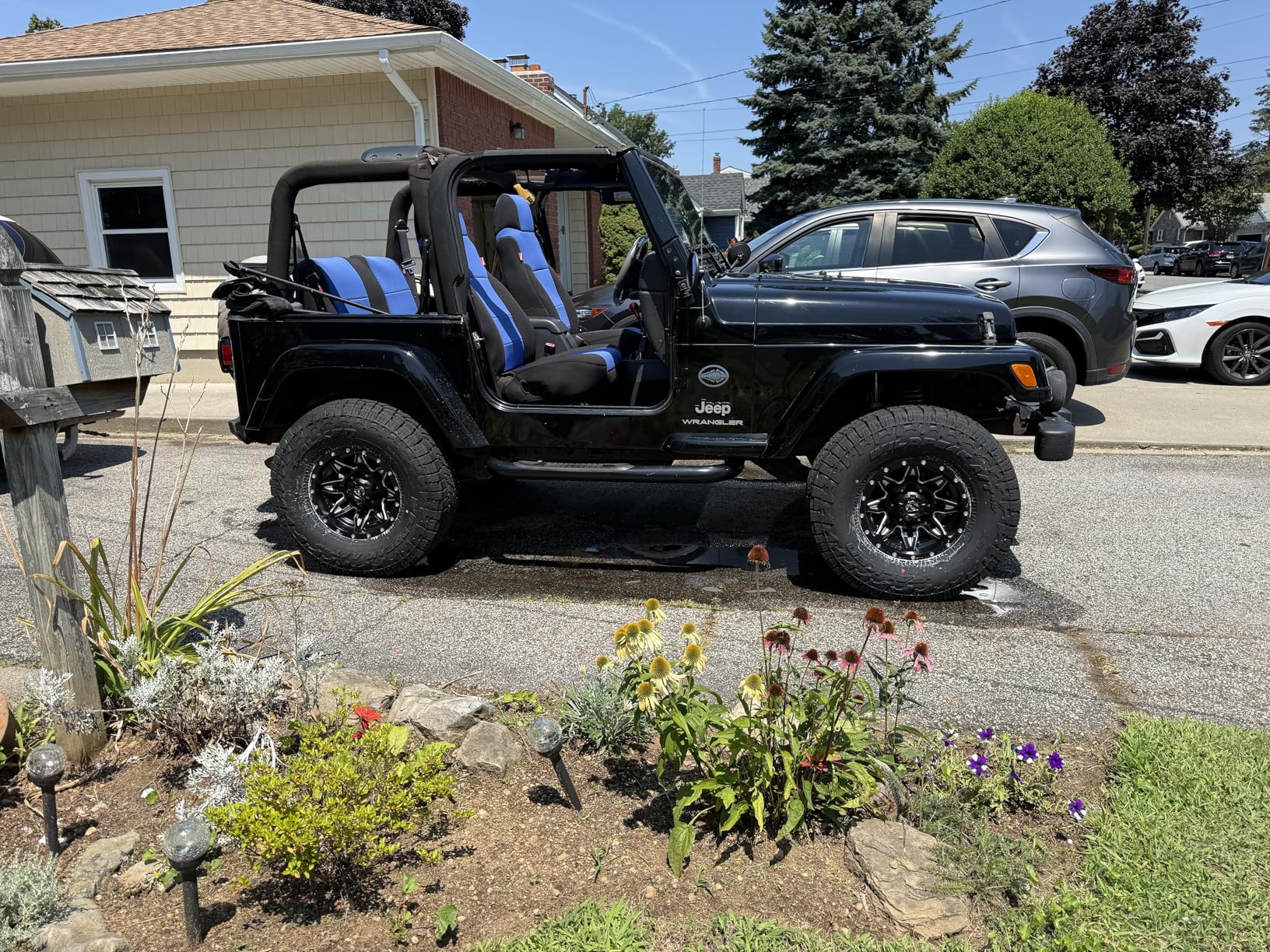 Diver Down Neoprene Seat Cover Set - Fits Jeep TJ 1997-2006 Wrangler - Front and Back Seat Set - Waterproof Custom Fit Seat Covers - Soft Padded Cushion Feel - Thermal Resistant - (Tan, 97-02) customer photo 2