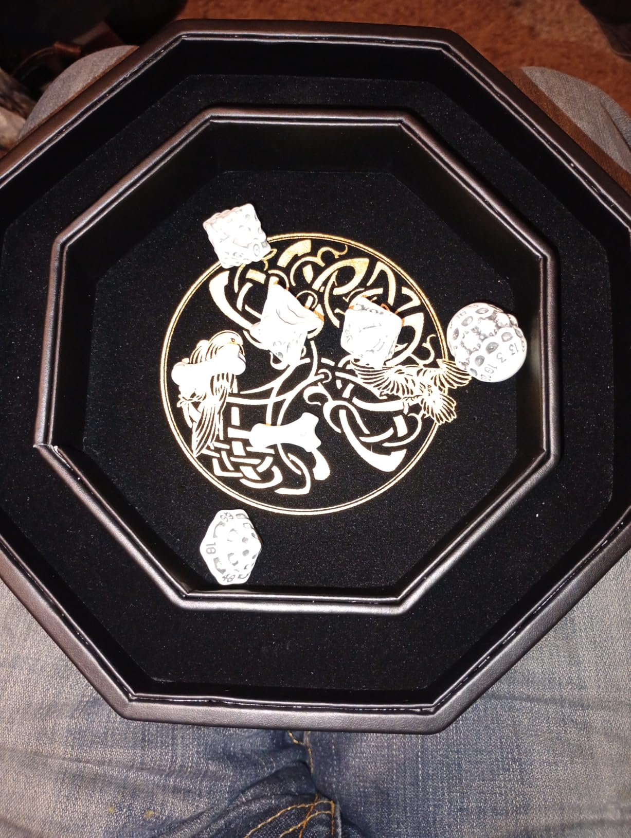 DND Dice Tray - Premium 9 Inch Tray Dungeons and Dragons - Exquisitely Detailed Gold World Tree & Triquetra Design - Perfect Rolling & Box Storage to Protect Your Dice for D&D and RPG customer photo 1