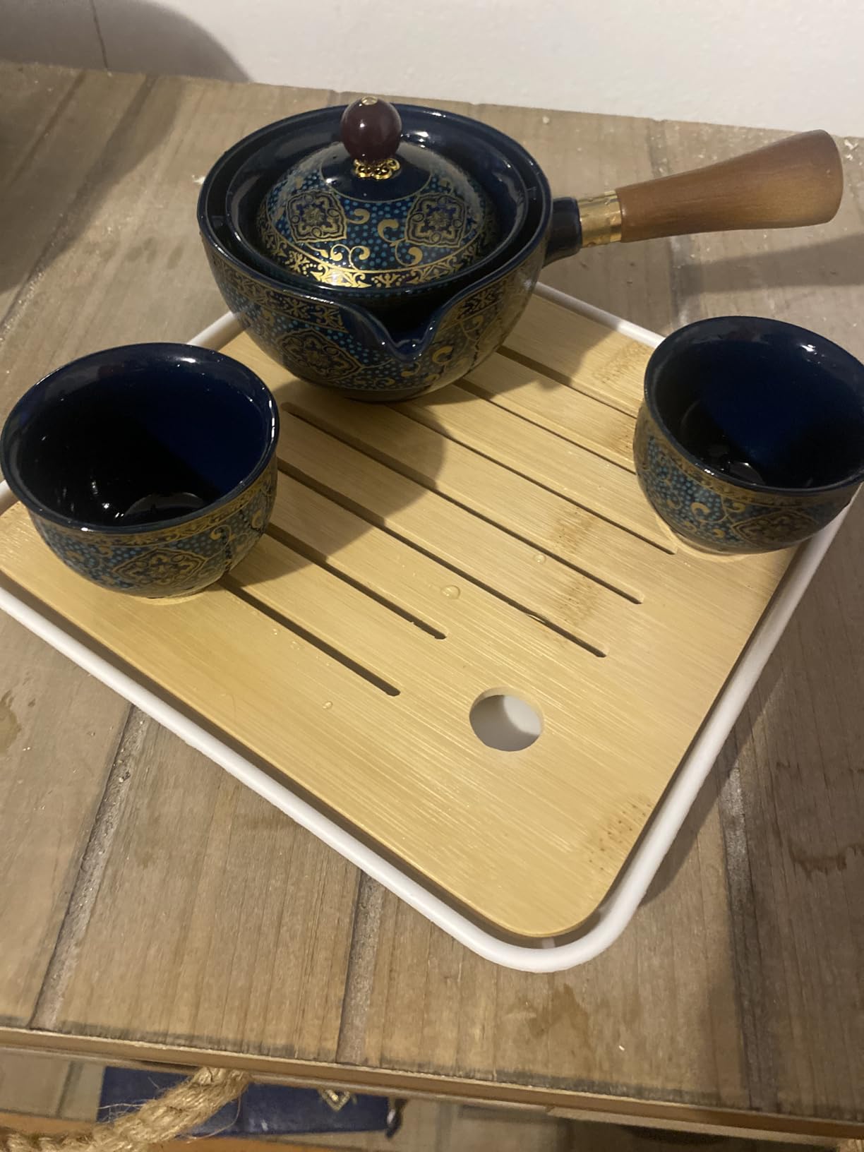 LURRIER Porcelain Chinese Gongfu Tea Set, Portable Teapot Set with 360 Rotation Tea Maker and Infuser customer photo 2