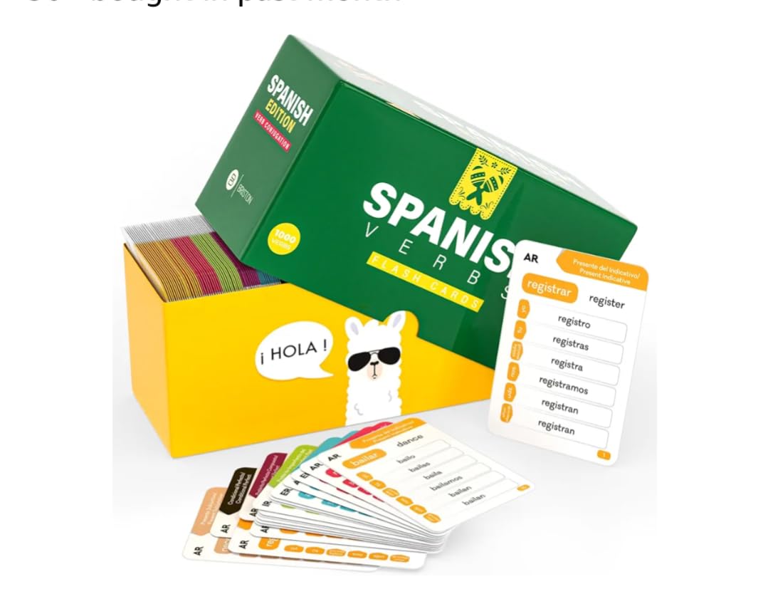 Spanish Verb Conjugation Flash Cards - 1,000 Verbs, 9 Tenses - Educational Language Learning Tool for Students & Teachers - Homeschool, Classroom & Self Study - Briston Spanish Edition customer photo 1