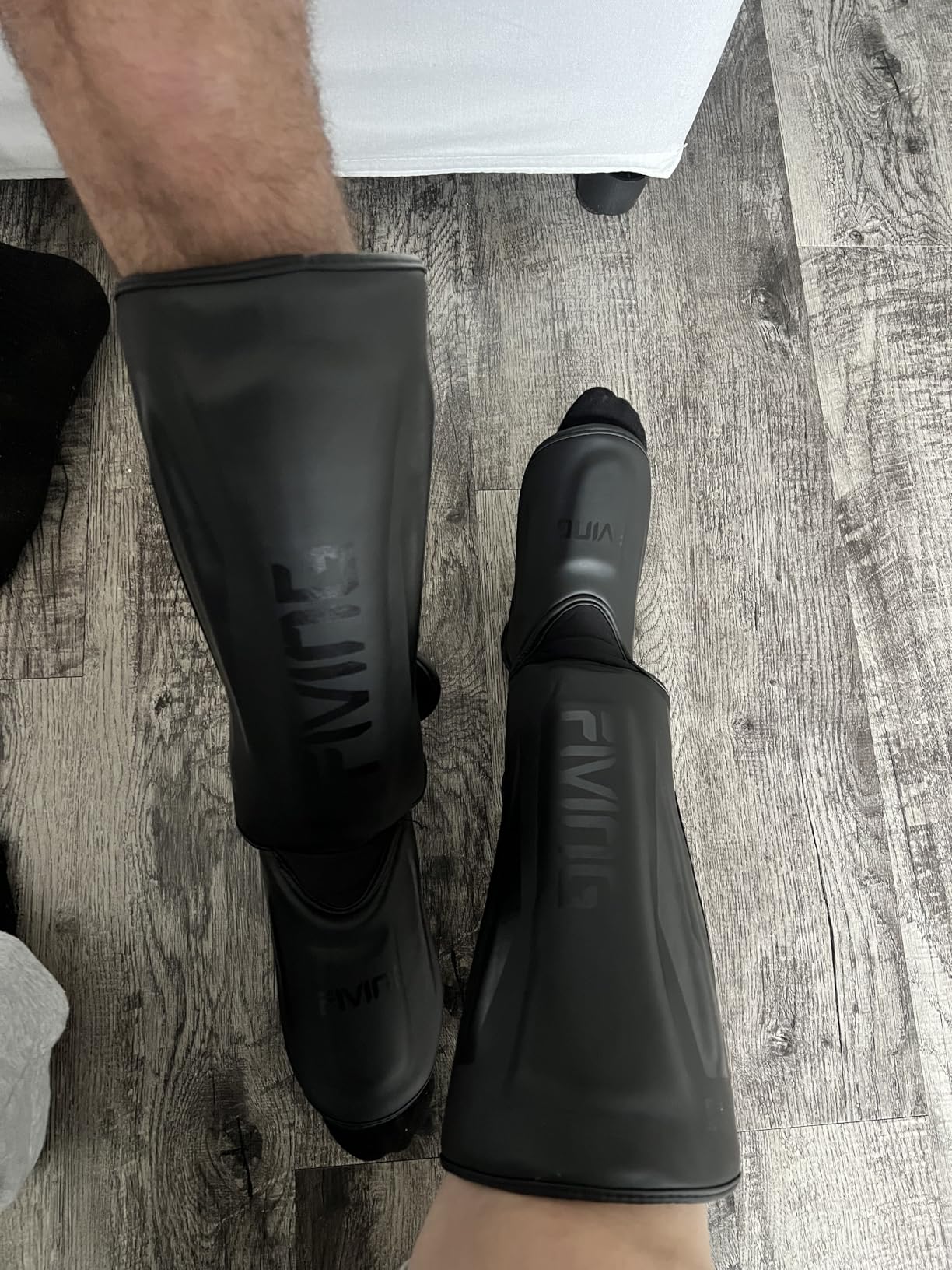 FIVING MMA Martial Arts Shin Guards - Padded, Adjustable Muay Thai Leg Guards with Instep Protection customer photo 1