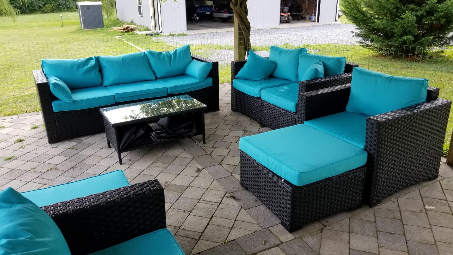Rattaner Patio Furniture Sets 7 Pieces Outdoor Furniture Sectional Patio Couches Set with Storage Table Light Grey Cushions customer photo 1