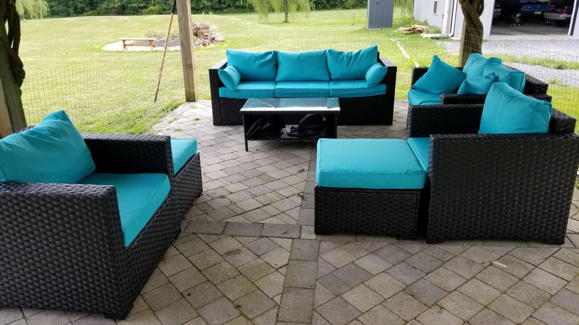 Rattaner Patio Furniture Sets 7 Pieces Outdoor Furniture Sectional Patio Couches Set with Storage Table Light Grey Cushions customer photo 2