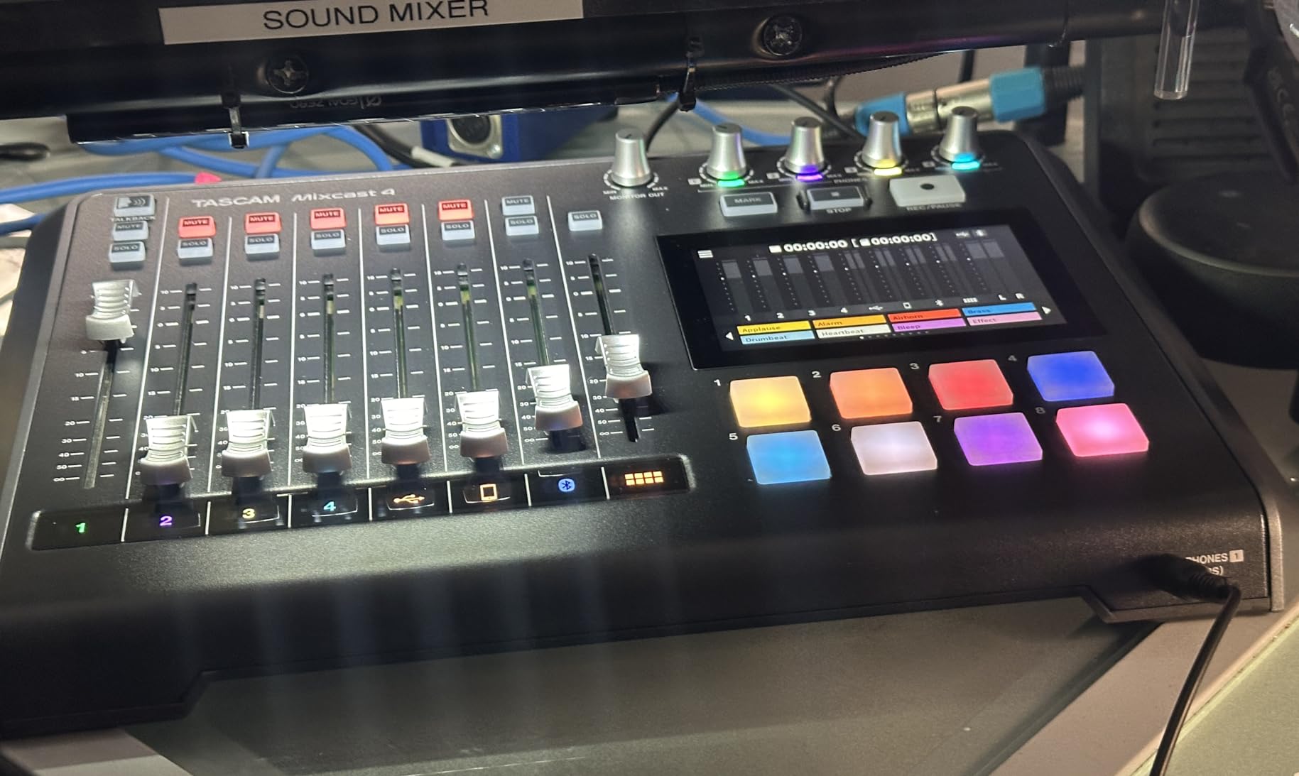 Tascam Mixcast 4 Podcast Streaming Mixer, Recorder, and USB Audio Interface - Four XLR/TRS Mic Inputs, Touch Screen and Editing Software Included customer photo 1