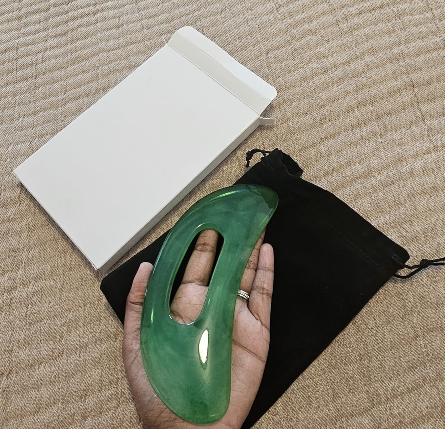 Gua Sha Massage Tool with Handle Resin Massage Tools Lymphatic Drainage Massager Body Shaping Gua Sha Tools for Full Body Men Women Birthday Festival Holiday Present (Green) customer photo 1