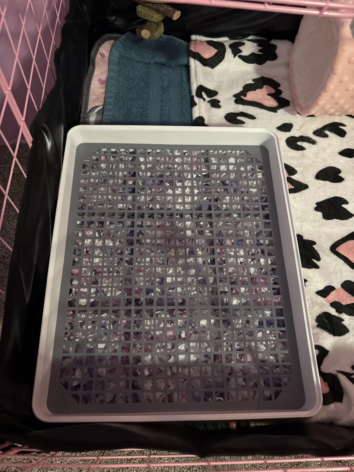 PODOO Rabbit Litter Box - Training Potty Tray for Guinea Pig & Small Pets - Spacious Grid Pan with Low Entrance, Easy-Clean & Odor-Resistant - Helps Keep a Clean Cage and Reduce Mess customer photo 1