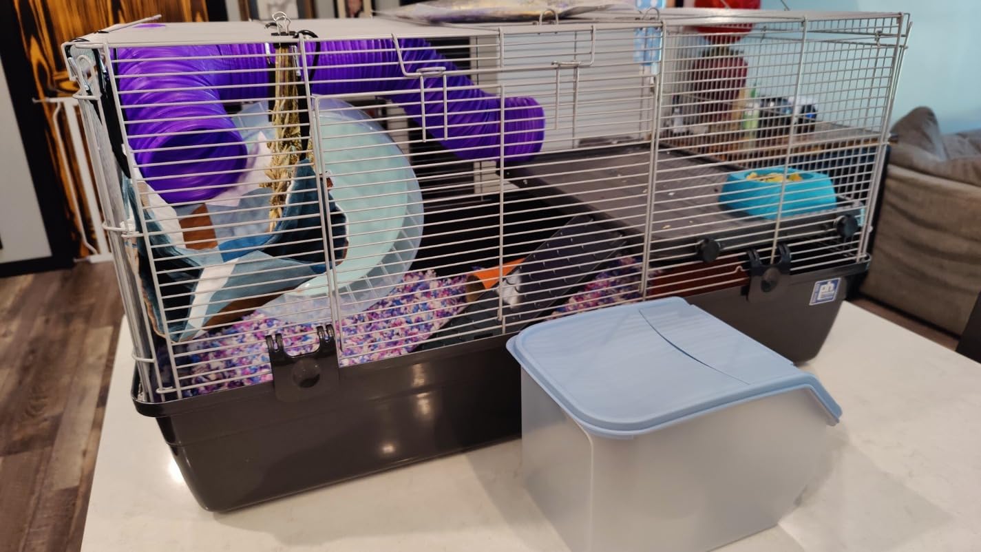 PINVNBY Chinchilla Sand Bath Box Gerbil Bathroom Transparent Totoro Plastic Sand Bath House with Sand Cup Cage Accessories for Guinea Pig Hedgehog Squirrel and Other Small Animals customer photo 1