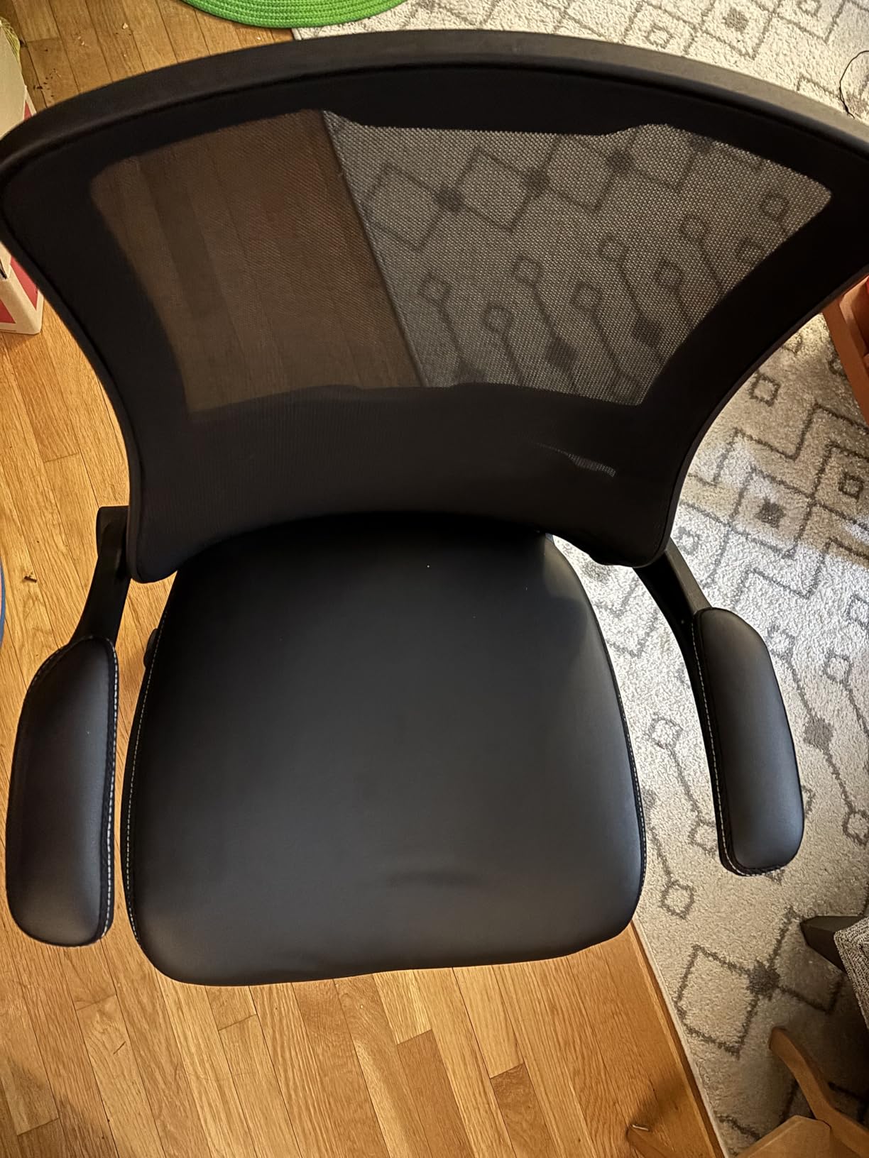 Office Chair Ergonomic Desk Chair, Computer PU Leather Home Office Chair, Swivel Mesh Back Adjustable Lumbar Support Flip-up Arms Executive Task Chair customer photo 1