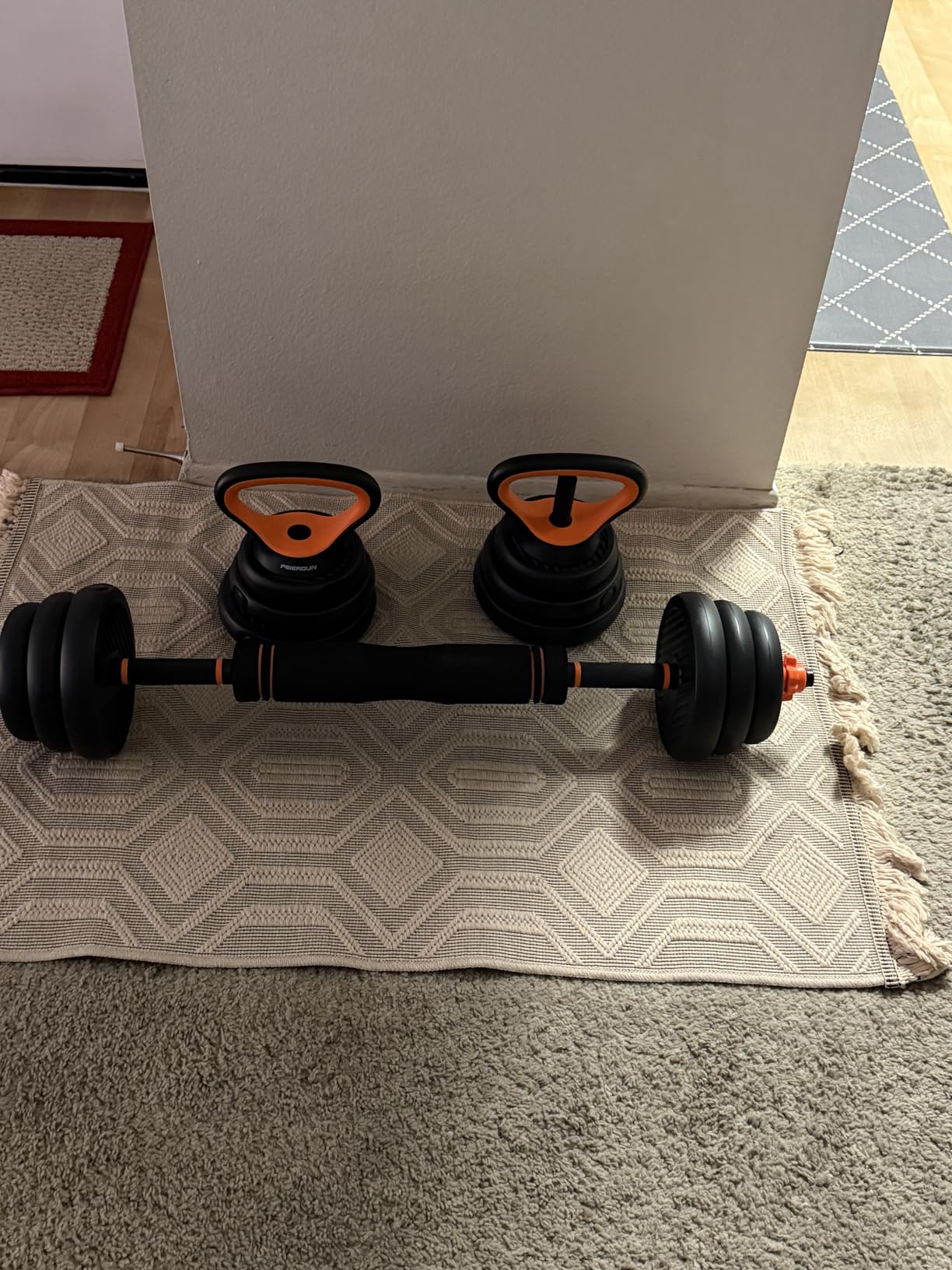 FEIERDUN Adjustable Dumbbells, 20/30/40/45/70/90lbs Free Weight Set with Connector, 5 in1 Dumbbells Set Used as Barbell, Kettlebells, Push up Stand, Weight Plate, Fitness Exercises for Home Gym Suitable Men/Women customer photo 2