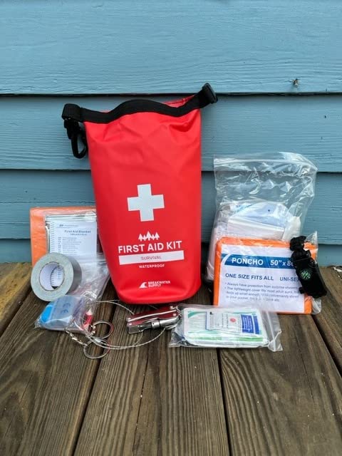 Breakwater Supply Waterproof First Aid Kit Dry Bag Bug Out Bag Preloaded with Emergency Survival Prepper Supplies for Boating, Camping, Fishing + Carabiner, Floating, Reflective, AFAK/IFAK Trauma Kit customer photo 1