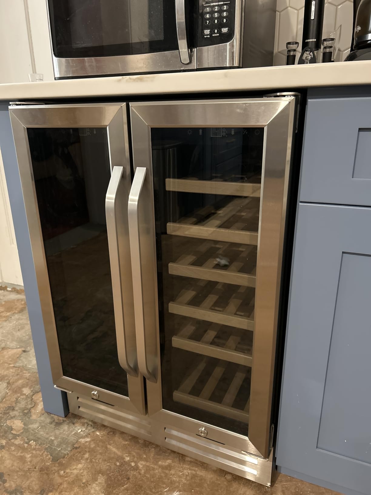 24 Inch Wine Cooler Fridge Dual Zone, Professional Large Capacity High Wine Refrigerator with Powerful Compressor, Quiet Operation and Elegant Design-KMHJ408D customer photo 1