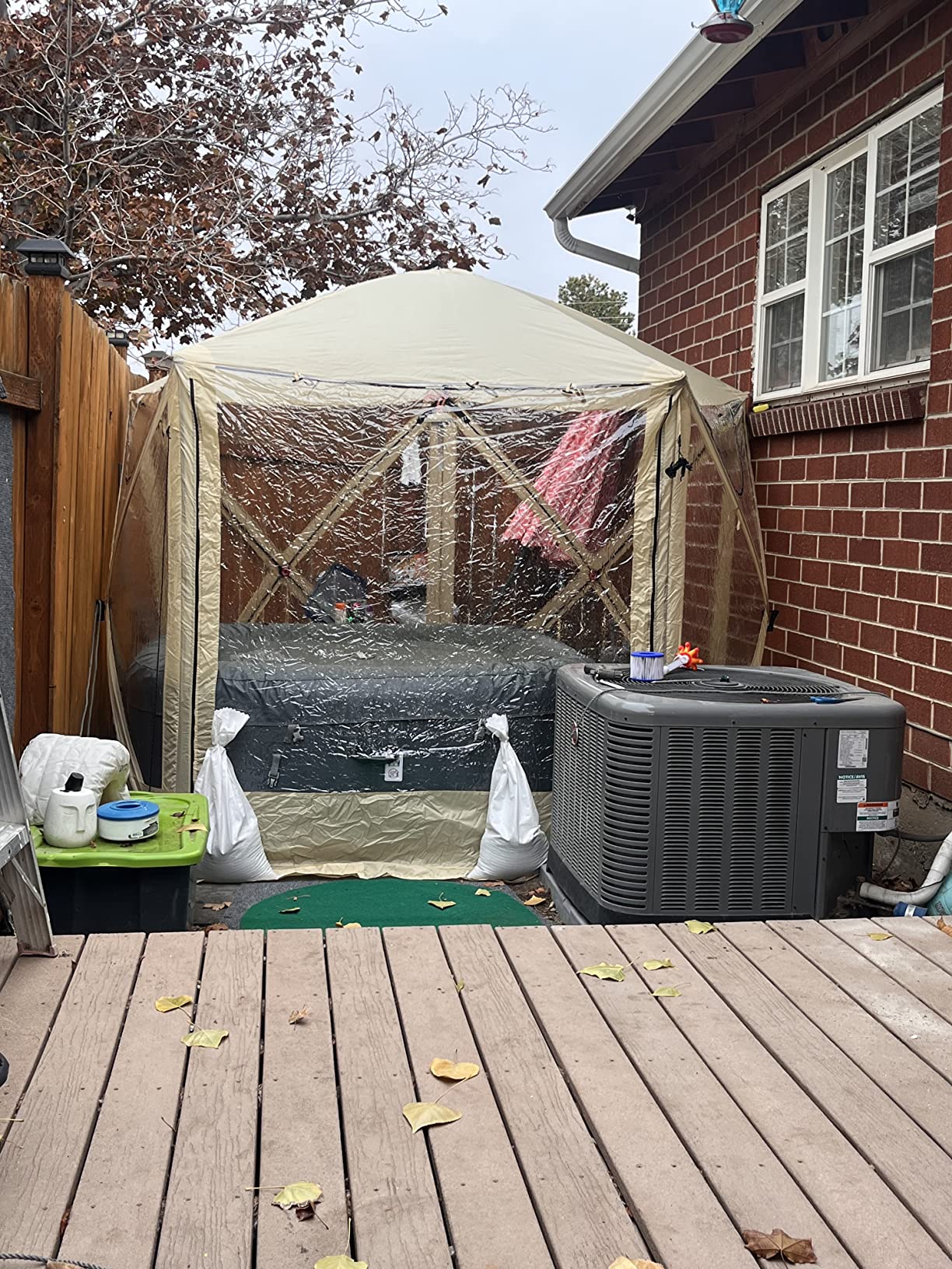 Pentagon Pop Up Bubble Tent Clear - 9.6 X 9.6 - Instant Weather Style Tent -Cold Weather Pod - Restaurants, Public Spaces, Dining, Privacy, Camping, Sickness Protection, Parties & Events - Beige customer photo 2