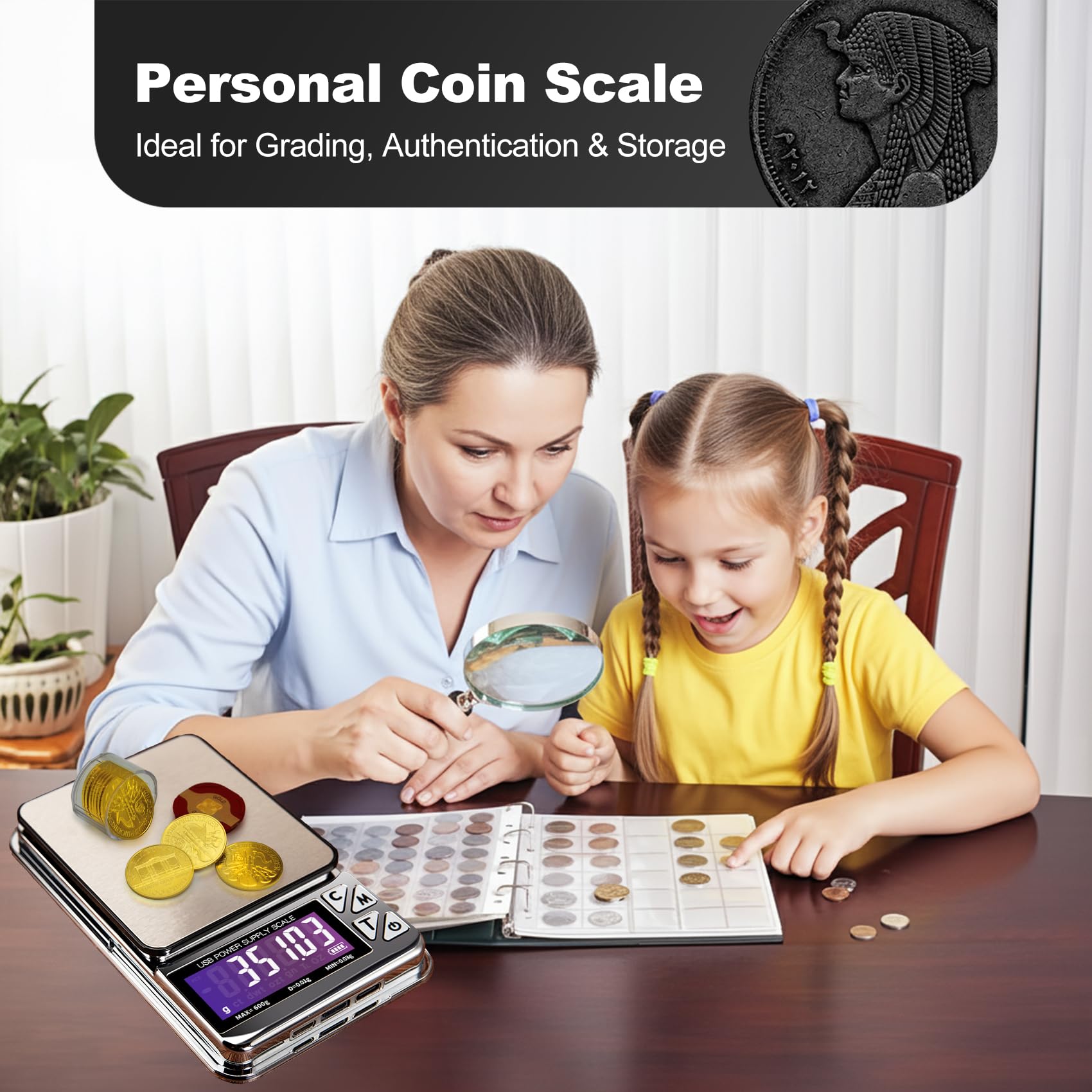 MEIYA Coin Scale, 600g x 0.01g Jewelry Scale with 7 Units & 3 Charging Interfaces, Digital Portable Pocket Gram Scale for Coin Collectors, Jewelers, Gold, Silver Dollar customer photo 2