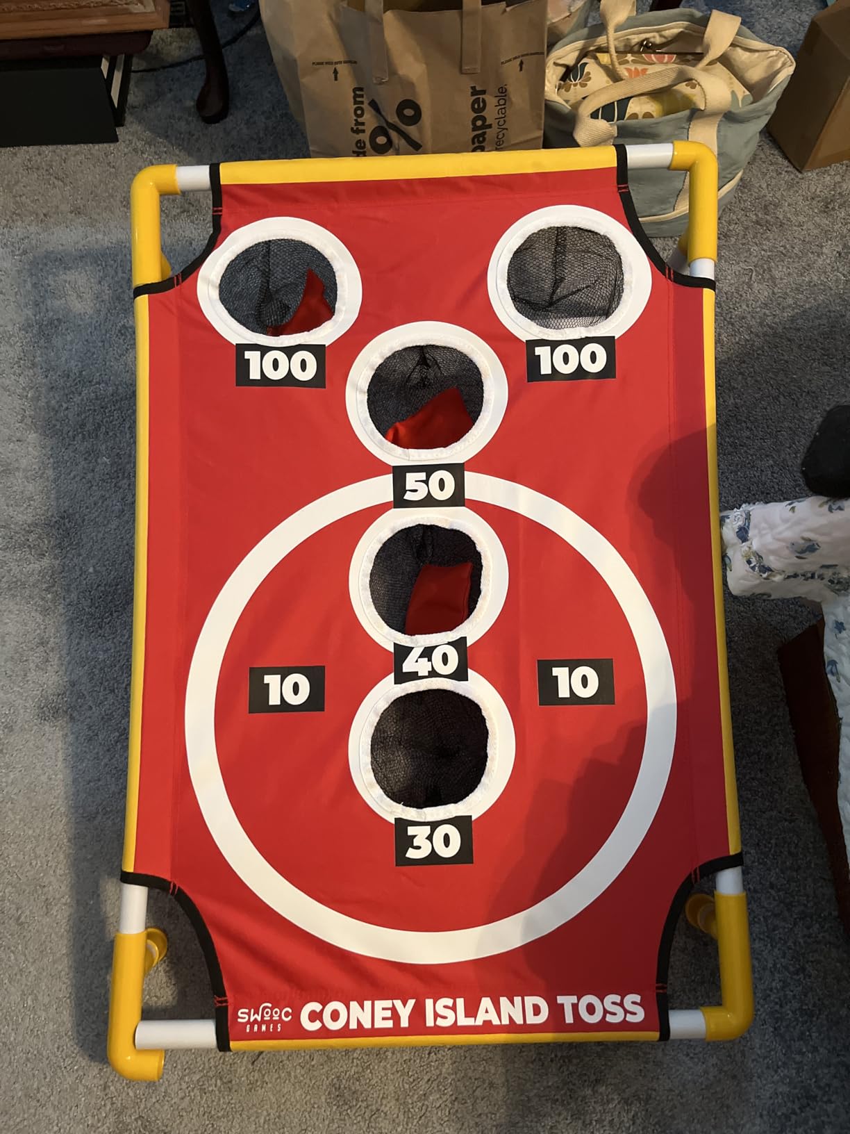Swooc Games - Coney Island Toss™ - Arcade Style Cornhole Board Set w/Carrying Case & 15+ Games - Corn Hole Games for Adults - Kids Bean Bag Toss Game - Kids Cornhole Set w/Bags - Outdoor Yard Games customer photo 1