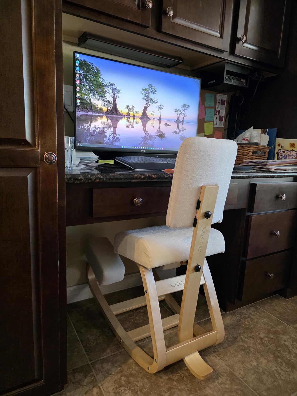Sleekform Ergonomic Kneeling Chair - Home Office Rocking Desk Stool for Active Sitting - White Comfortable Cushions Wood customer photo 1