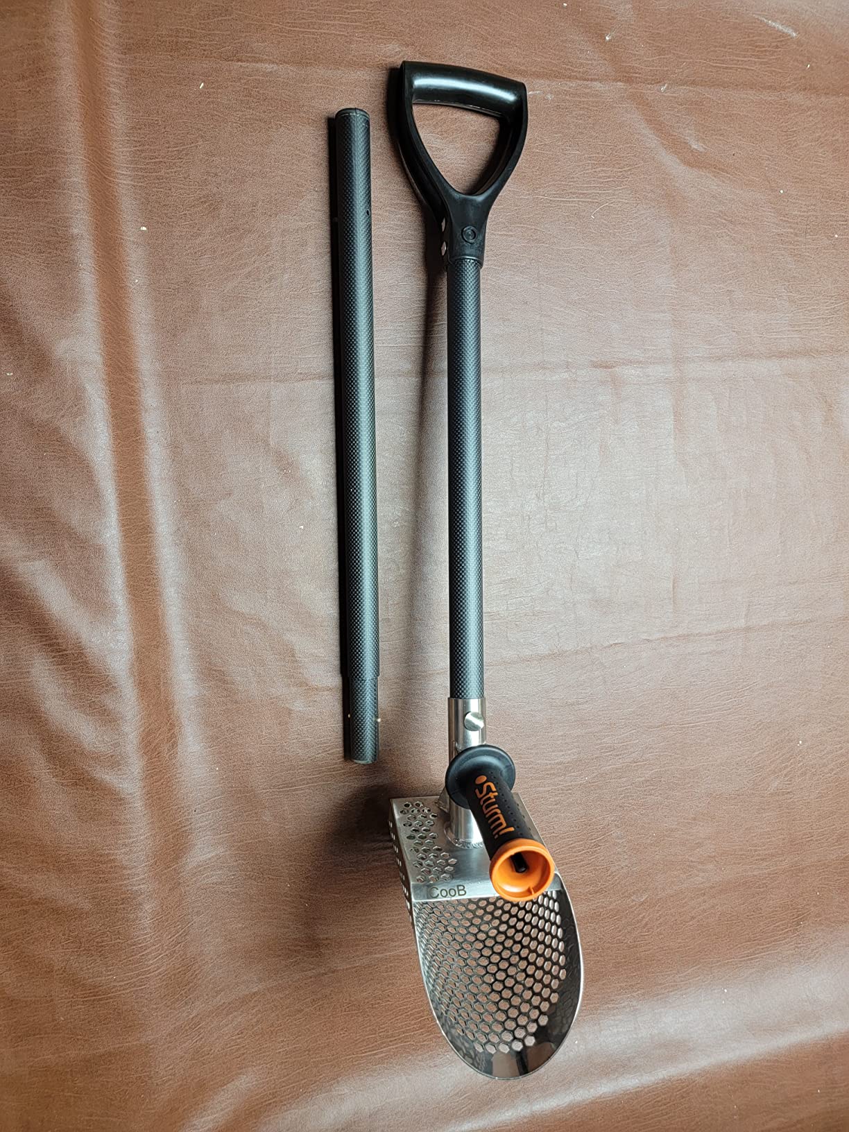 CooB Beach Sand Scoop Metal Detector Tool, Stainless Steel Scoop Shovel Metal Detecting Treasure Hunting, Light Strong Travel Carbon Fiber Handle Pole (Large Set Shark-710) customer photo 2