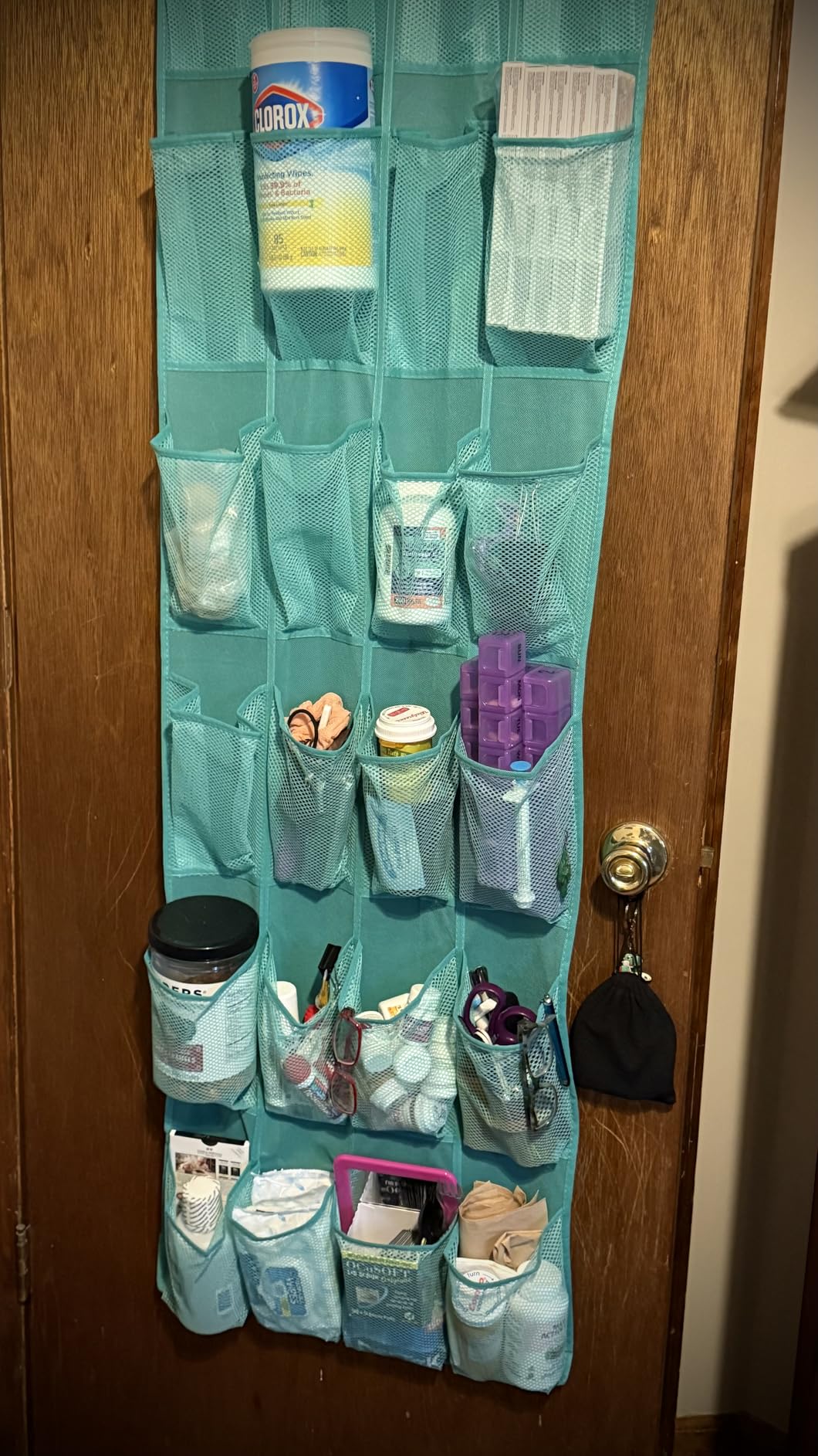GORILLA GRIP Over the Door Shoe Organizer, 24 Large Breathable Mesh Pockets, Space Saving Hanging Storage Holder, Closet Rack Hanger Holds Up to 40 lbs, Grey customer photo 1