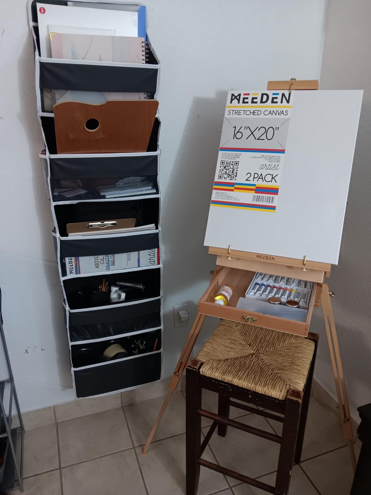 MEEDEN Oil Painting Set with French Easel, Paint Kit with Easel,7x100ml/3.38oz Paint, Paintbrushes,Canvas & Oil Painting Supplies for Adults &Artists customer photo 1