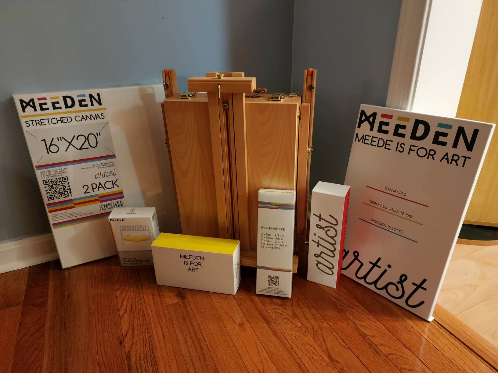 MEEDEN Oil Painting Set with French Easel, Paint Kit with Easel,7x100ml/3.38oz Paint, Paintbrushes,Canvas & Oil Painting Supplies for Adults &Artists customer photo 2