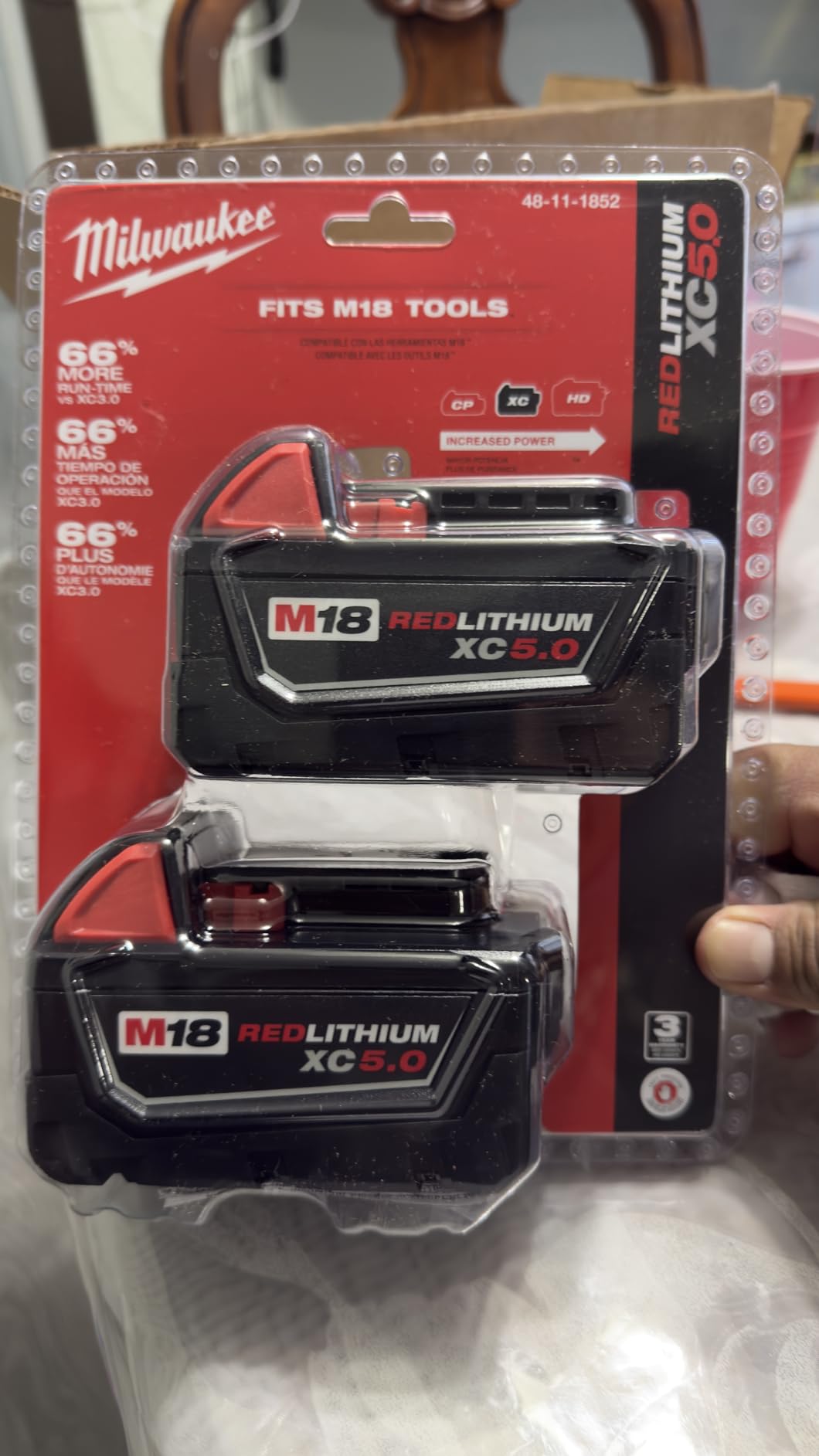 Milwaukee M18 REDLITHIUM XC 5.0Ah Extended Capacity Battery Pack (2) customer photo 2