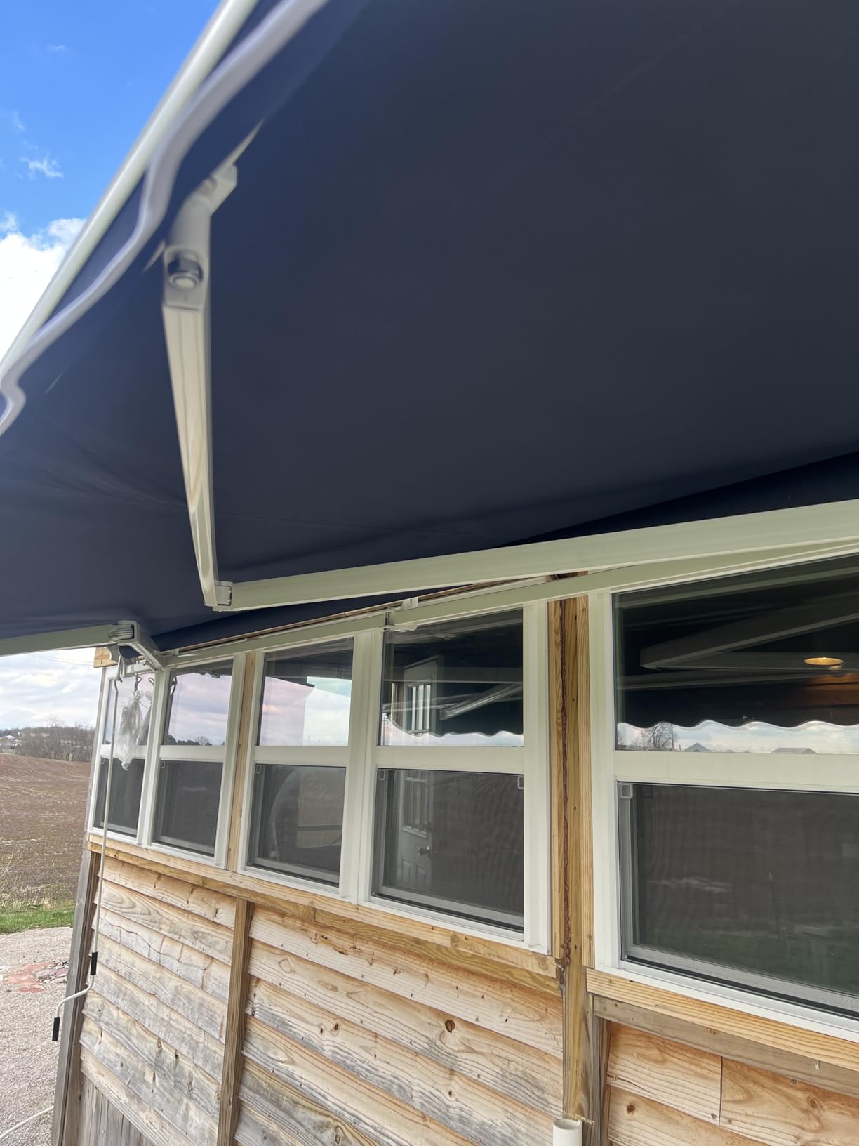 Diensweek Patio Awning Retractable 15'x10', Fully Assembled Motorized Electric Commercial Grade - Quality 100% Dope-dyed Acrylic Window Door Sunshade Shelter - Deck Canopy Balcony (15'x10', Navy Blue) customer photo 2