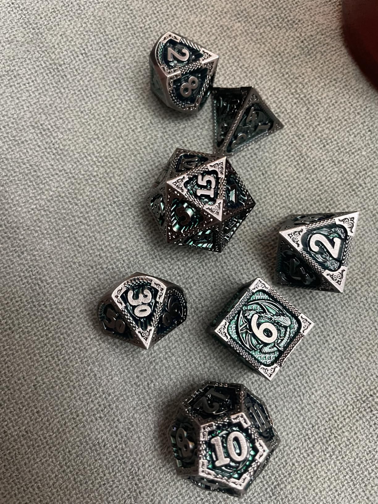 Haxtec Bloodstained Metal DND Dice Set Blood Polyhedral D&D Dice Compatible with Dungeons and Dragons Gift TTRPG Antique Metal Halloween Dice customer photo 1