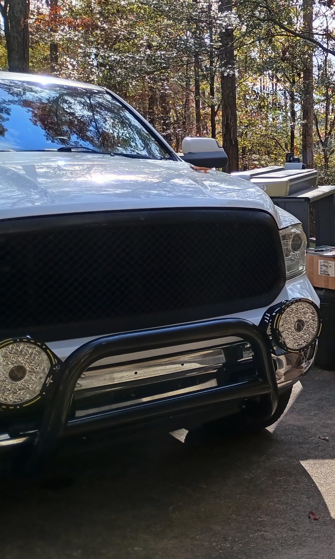 Bull Bar Front Bumper Grille Guard Protector w/Skid Plate Compatible with 2009-2018 Dodge Ram 1500 2019-2025 Dodge Ram 1500 Classic Brush Guard Brush Push Bar Black Steel Light Mount customer photo 1