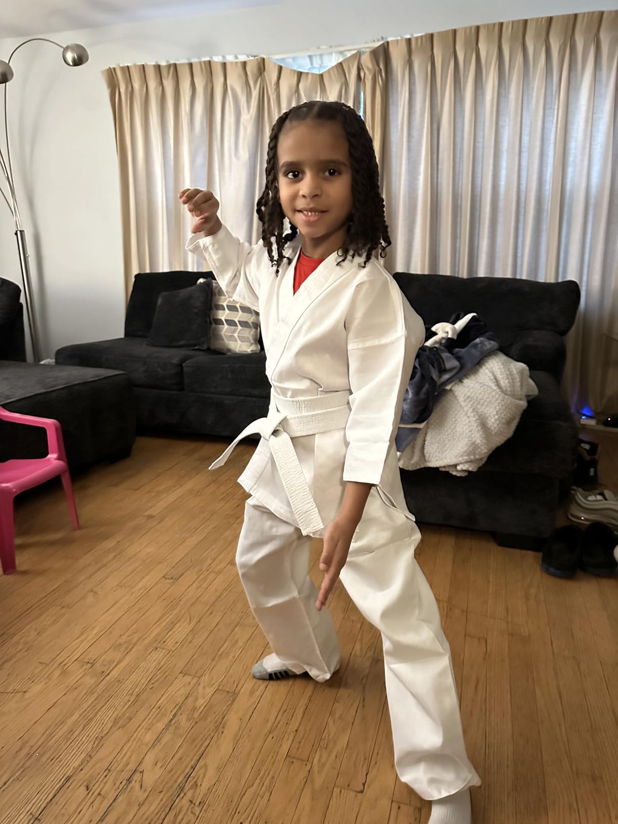 Martial Arts Karate Elastic Drawstring Uniform for Kids & Adult Lightweight Student Gi with Free Belt customer photo 2