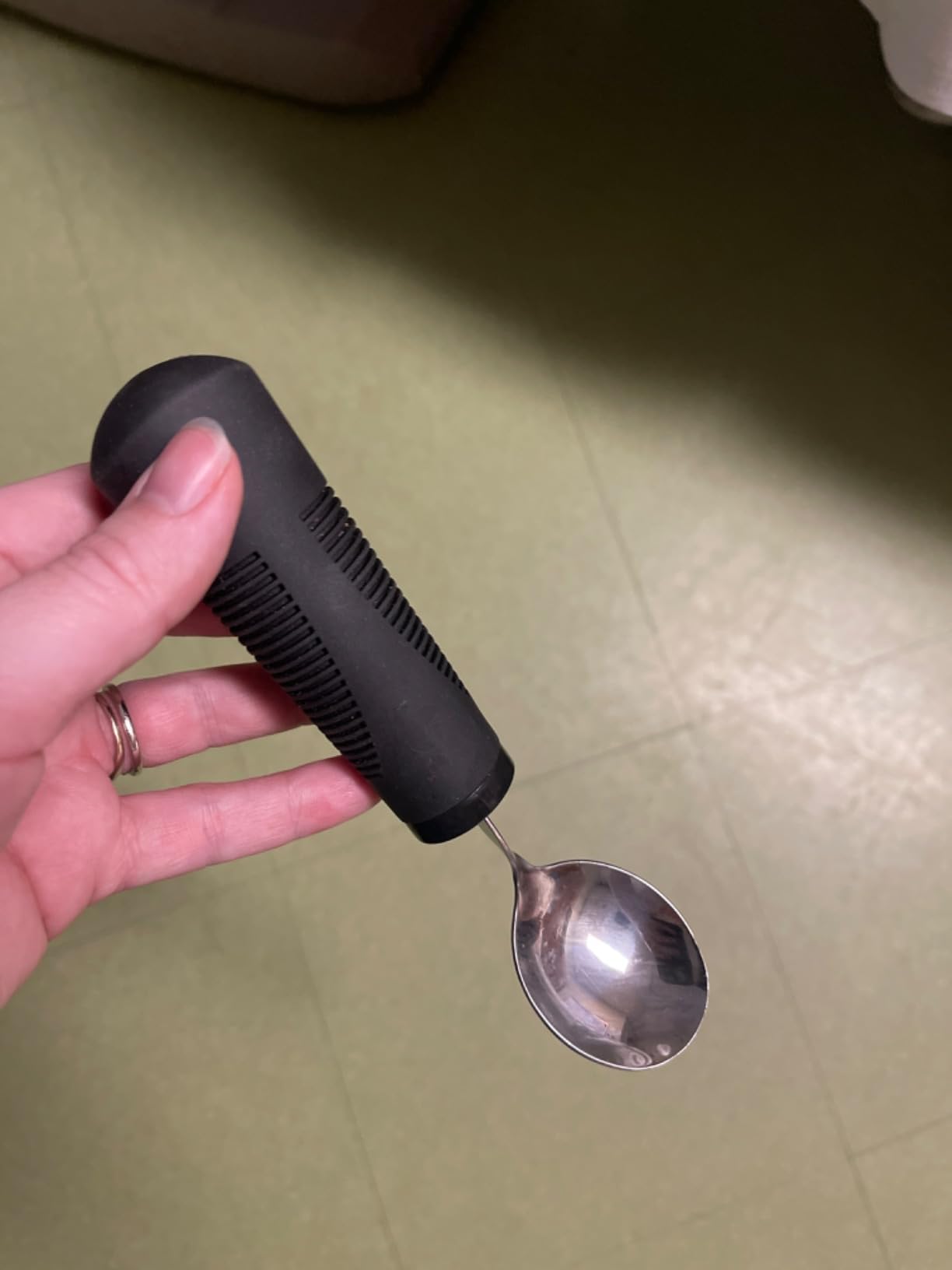 Special Supplies Adaptive Utensils (4-Piece Kitchen Set) Weighted, Non-Slip Handles for Hand Tremors, Arthritis, Parkinson's Elderly use - Stainless Steel Knife, Fork, Spoons (Black Weighted Bendable) customer photo 1