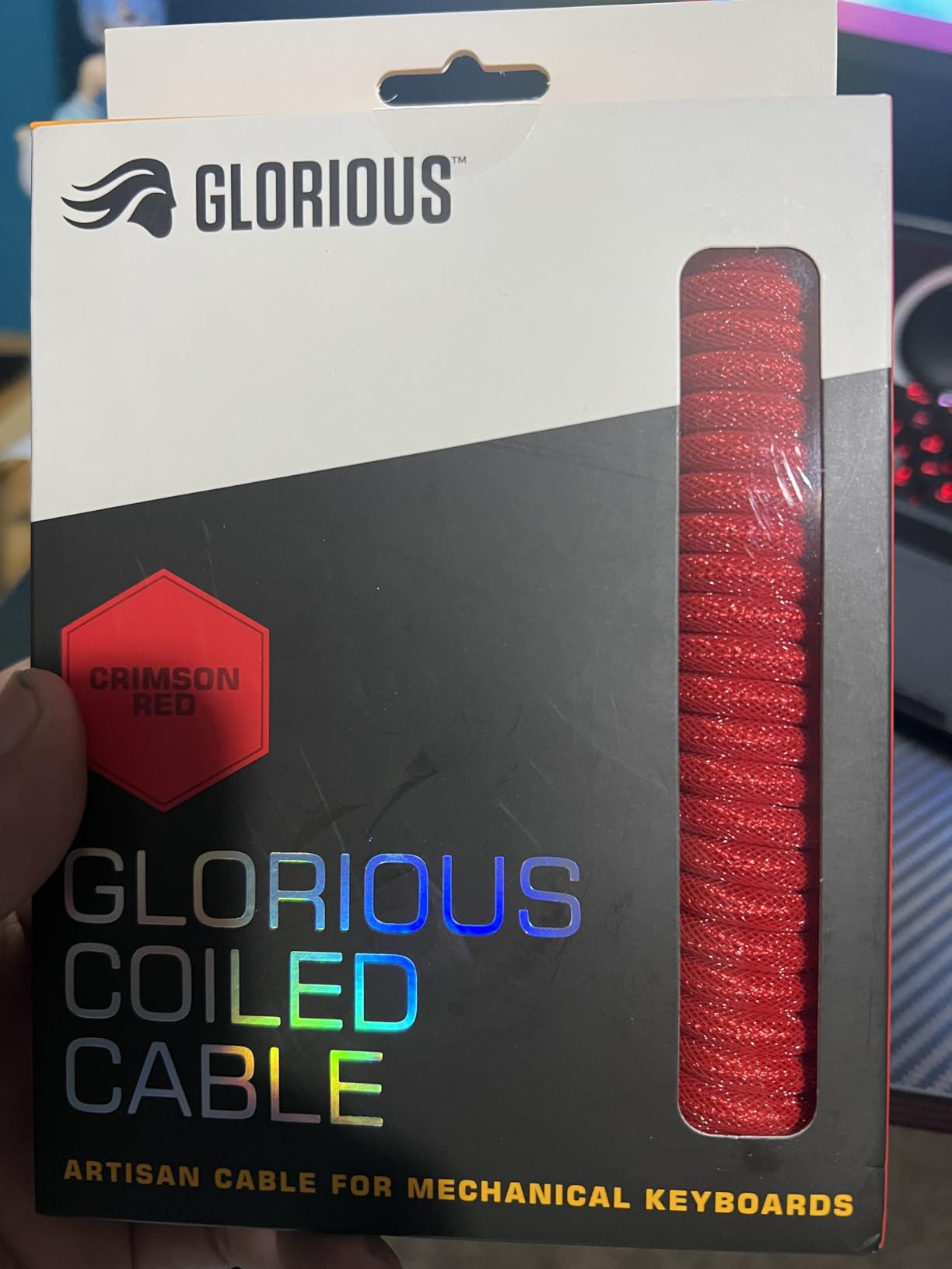 GLORIOUS Coiled Keyboard Cable - Coiled USB C Cable Artisan Braided Cables for Mechanical Gaming Keyboard Coiled Cable - Custom Keyboard Cable (Electric Blue) customer photo 2