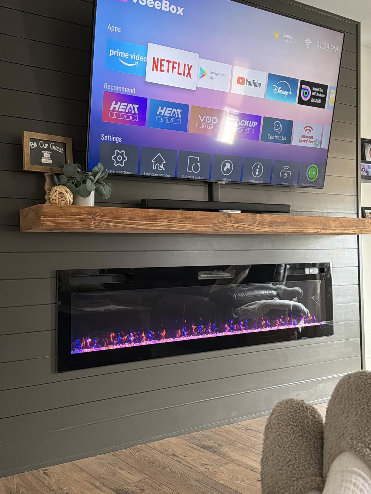 BOSSIN 72 inch Ultra-Thin Silence Linear Electric Fireplace, Recessed Wall Mounted Fireplace, Fit for 2 x 4 and 2 x 6 Stud, 12 Adjustable Flame Color & Speed, Touch Screen Remote Control with 8h Timer customer photo 1