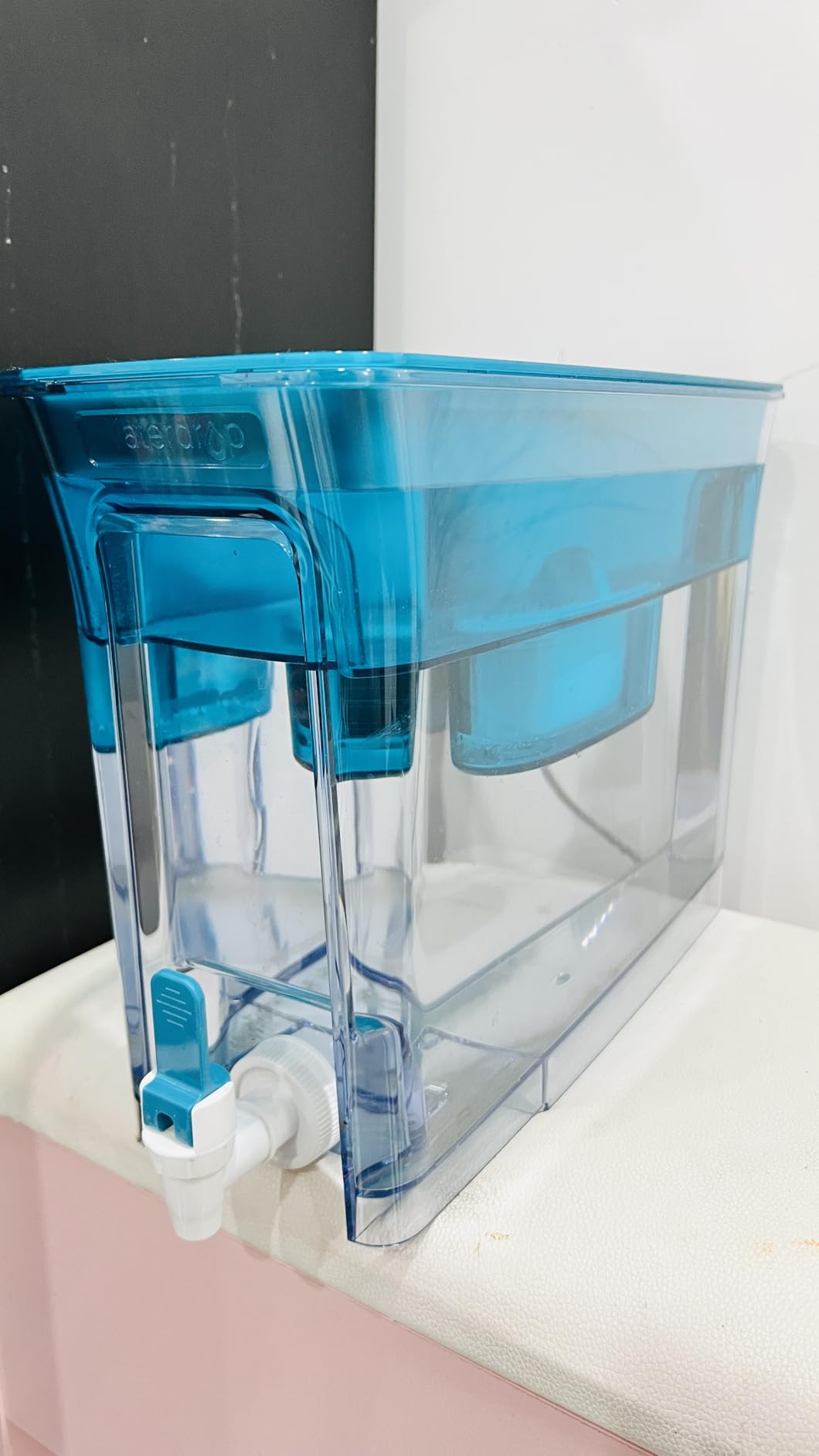 Waterdrop 35-Cup Slim Water Filter Dispenser, Large Capacity Water Filter Pitcher, 200-Gallon Long-Life, 5X Lifetime, Reduces Chlorine, PFOA/PFOS and More, BPA Free, Black (with 1 Filter) customer photo 1