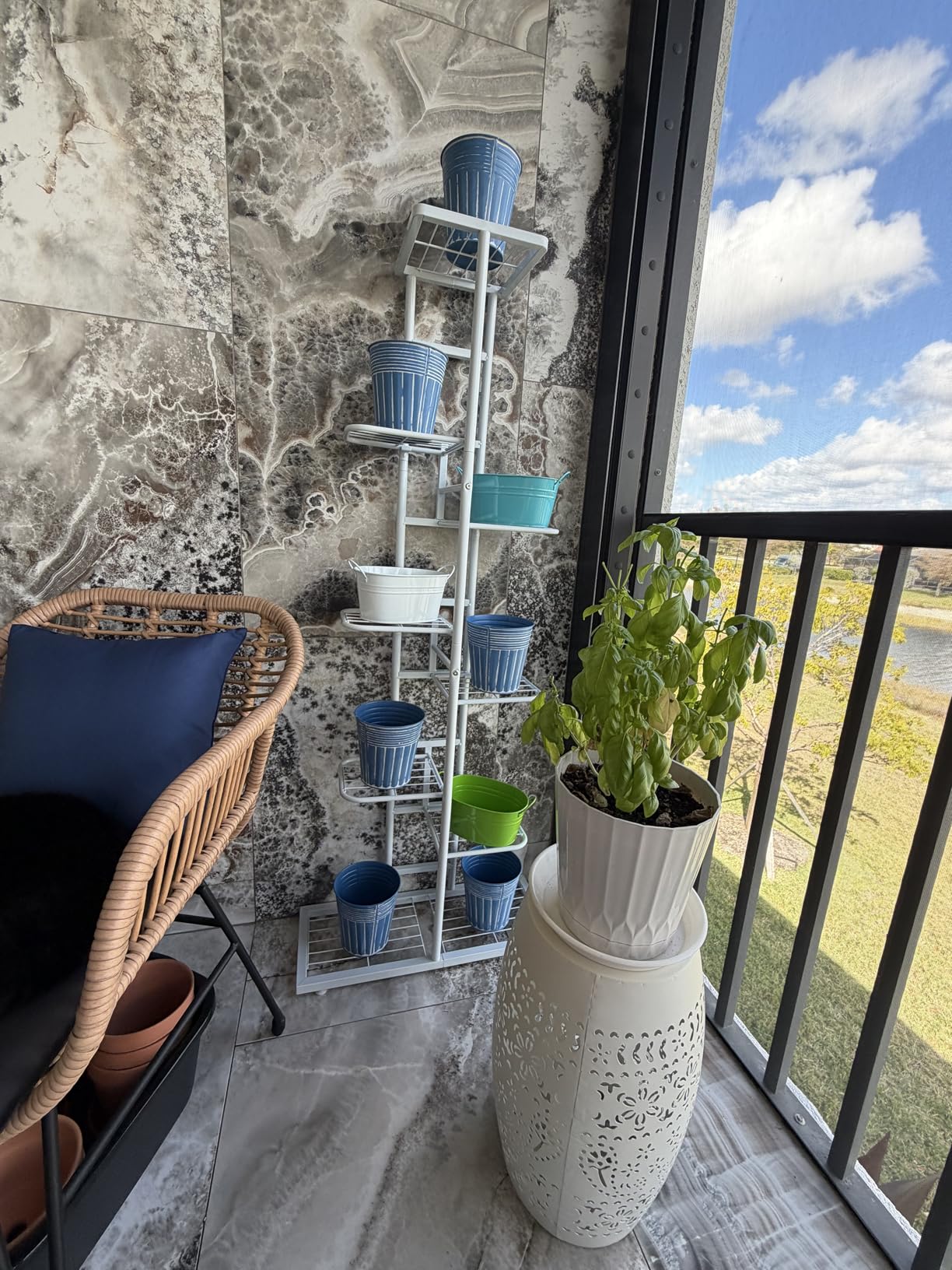 LINZINAR Plant Stand Indoor Outdoor Corner 4 Tier Metal Plant Shelf Patio Plant Rack for Garden Corner Balcony Living Room customer photo 1