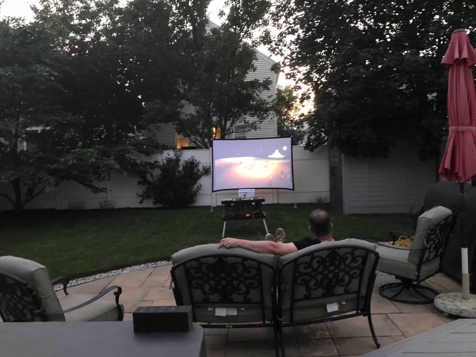 Portable Projector Screen Stand Outdoor: Movie Projection Screen 80 inch 4K HD 16:9 Outside Screen with Carry Bag for Home Theater Backyard Cinema Travel Foldable Anti Crease customer photo 1
