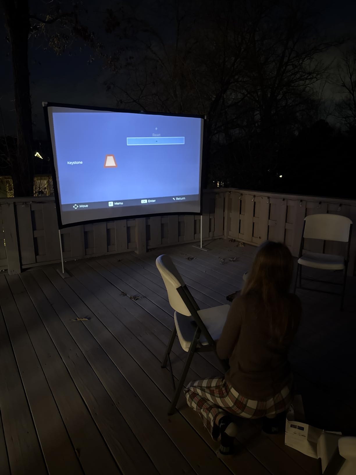 Portable Projector Screen Stand Outdoor: Movie Projection Screen 80 inch 4K HD 16:9 Outside Screen with Carry Bag for Home Theater Backyard Cinema Travel Foldable Anti Crease customer photo 2